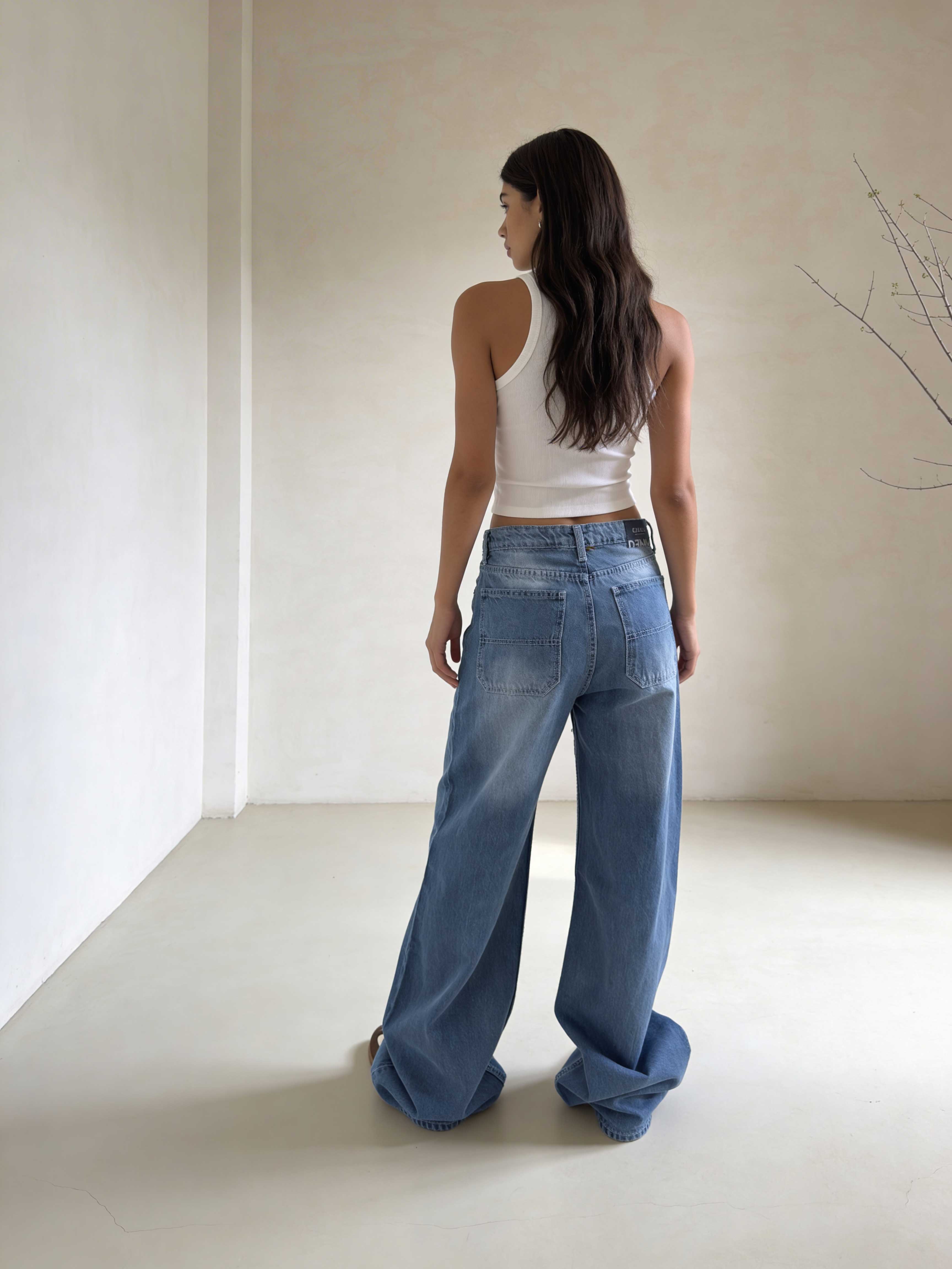 Baggy - High-Waist Blush Blue Jeans Baggy CIZARO - Cizaro Jeans