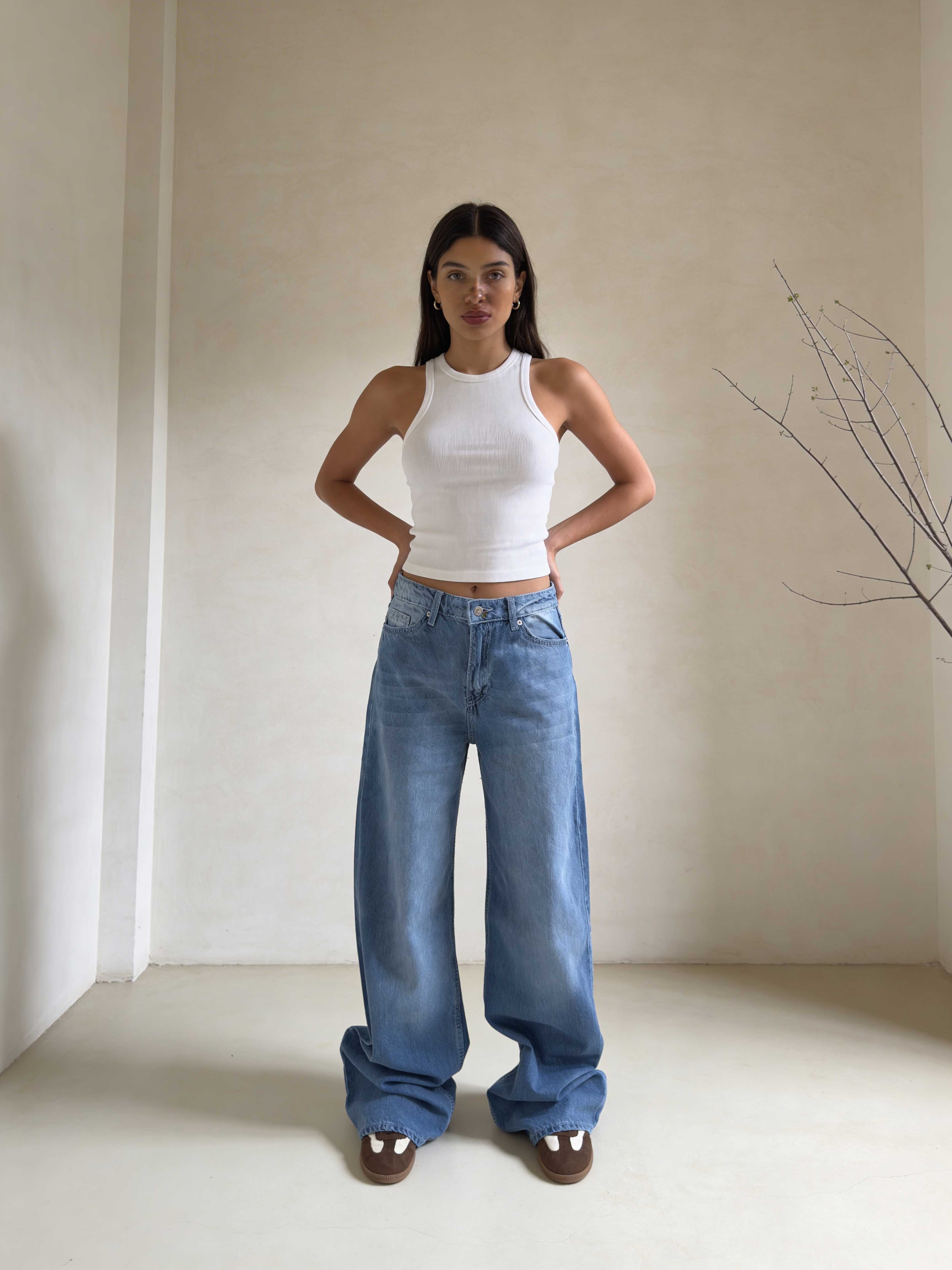 Baggy - High-Waist Blush Blue Jeans Baggy CIZARO - Cizaro Jeans