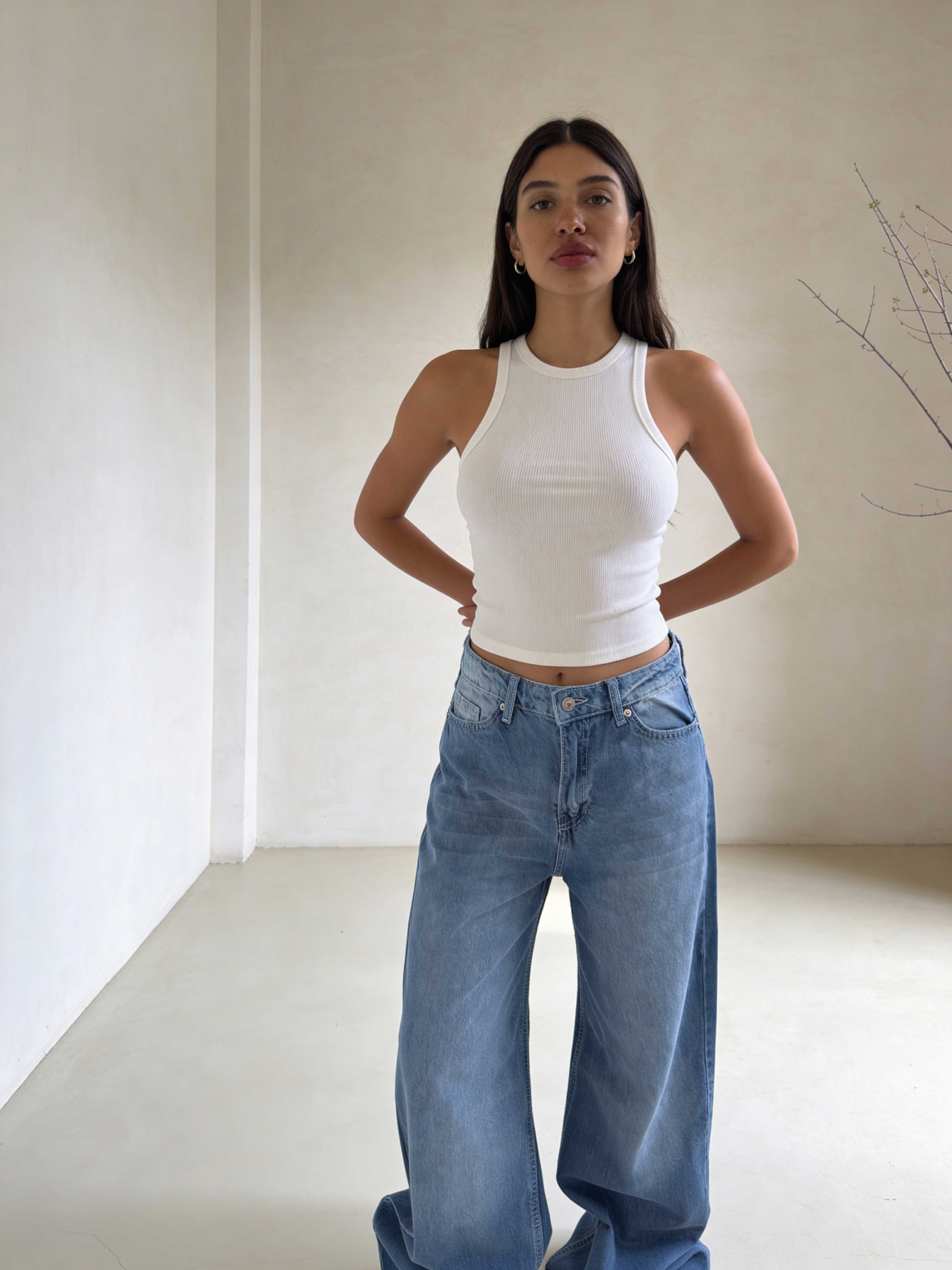 Baggy - High-Waist Blush Blue Jeans Baggy CIZARO - Cizaro Jeans