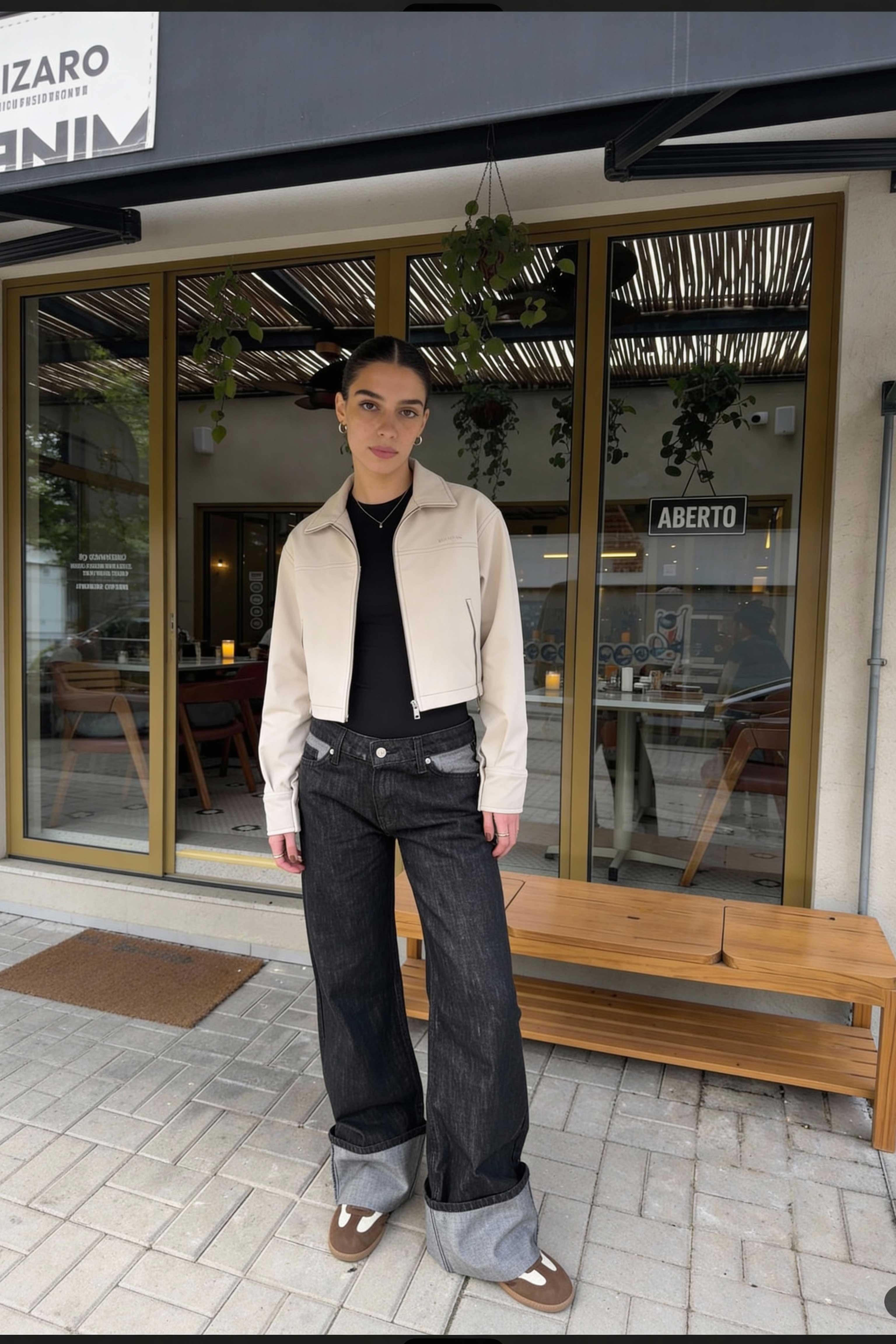 Baggy – Low-Waist Folded Black Raw Denim Jeans Baggy CIZARO - Cizaro Jeans