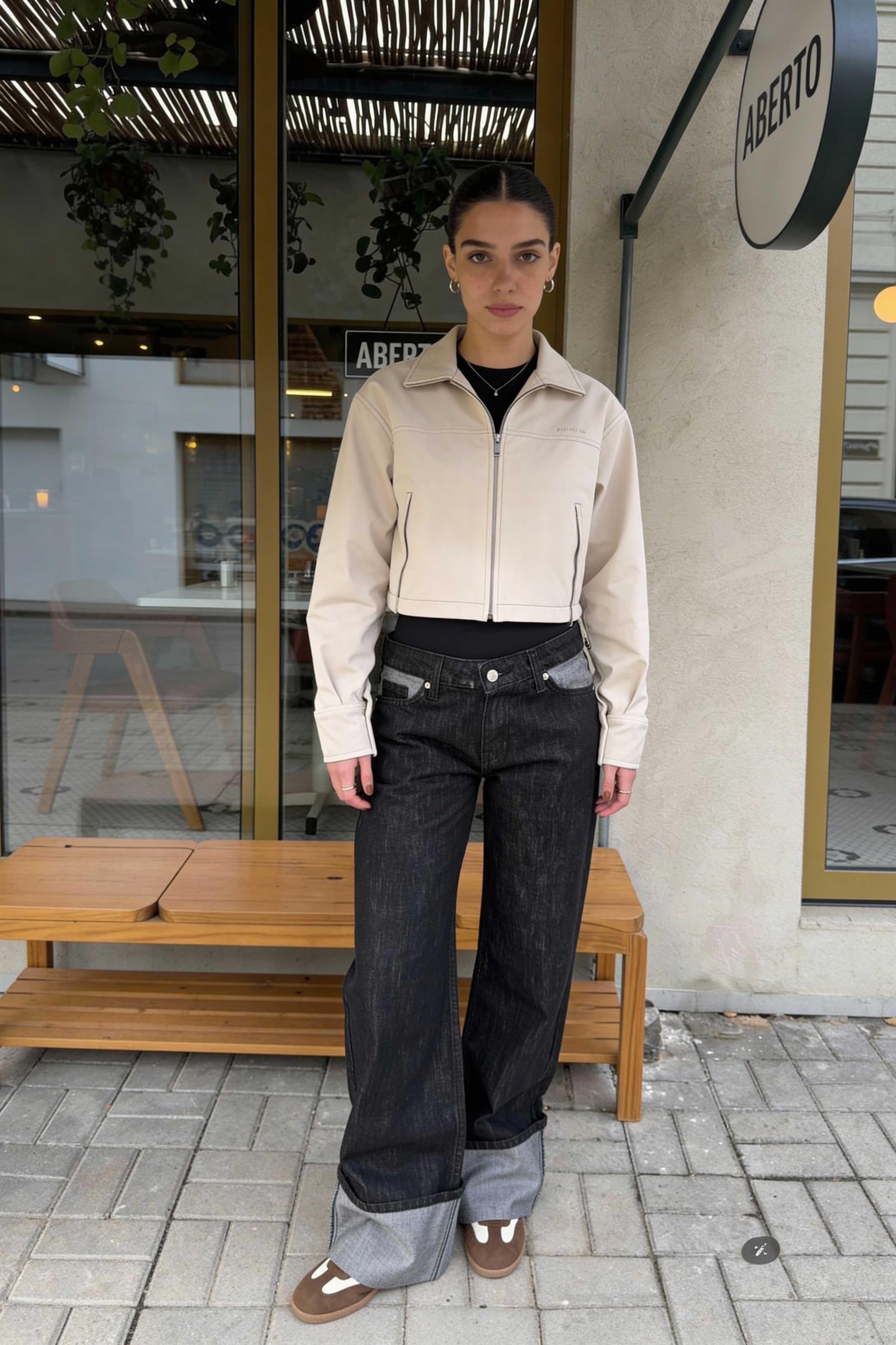 Baggy – Low-Waist Folded Black Raw Denim Jeans Baggy CIZARO - Cizaro Jeans