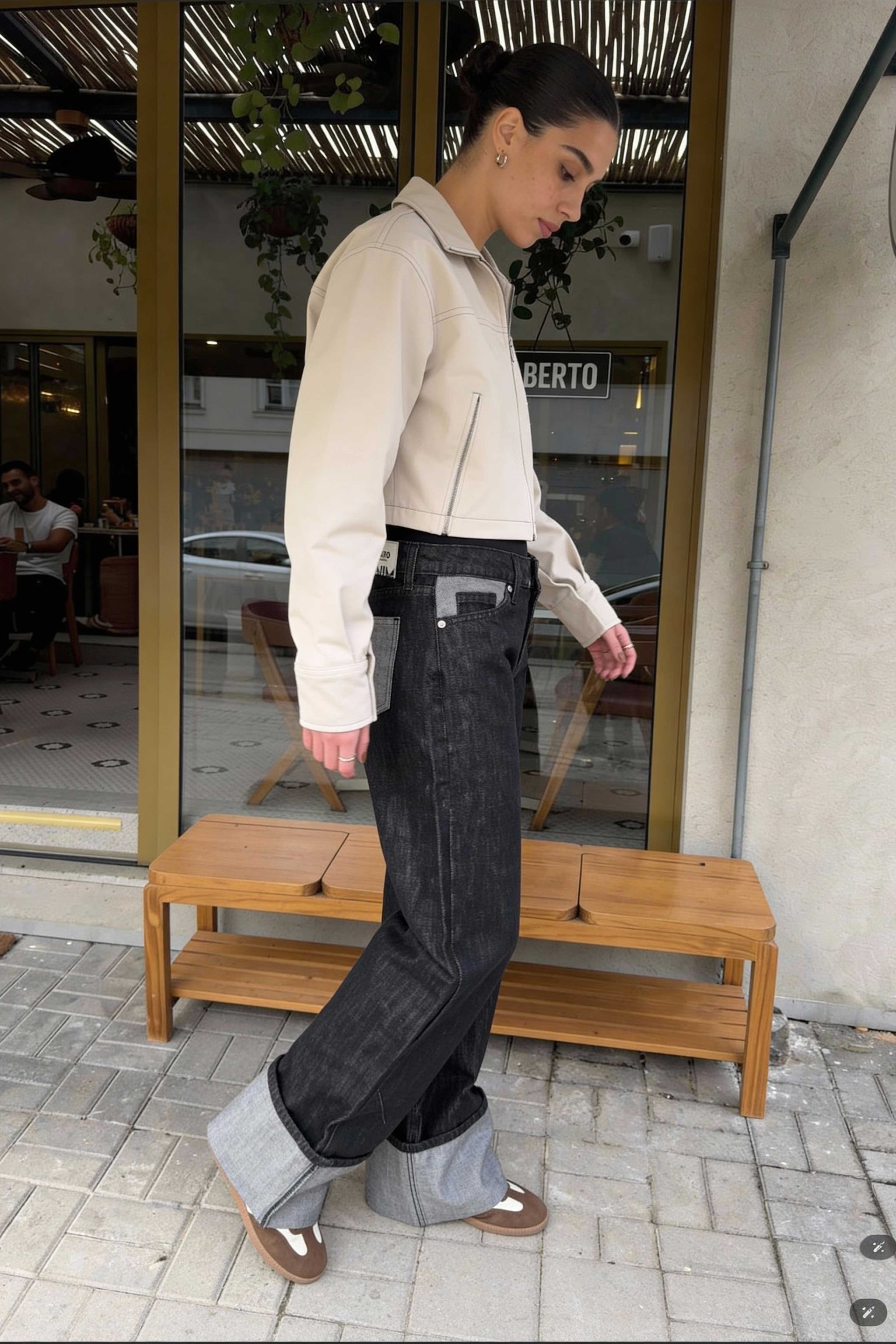 Baggy – Low-Waist Folded Black Raw Denim Jeans Baggy CIZARO - Cizaro Jeans