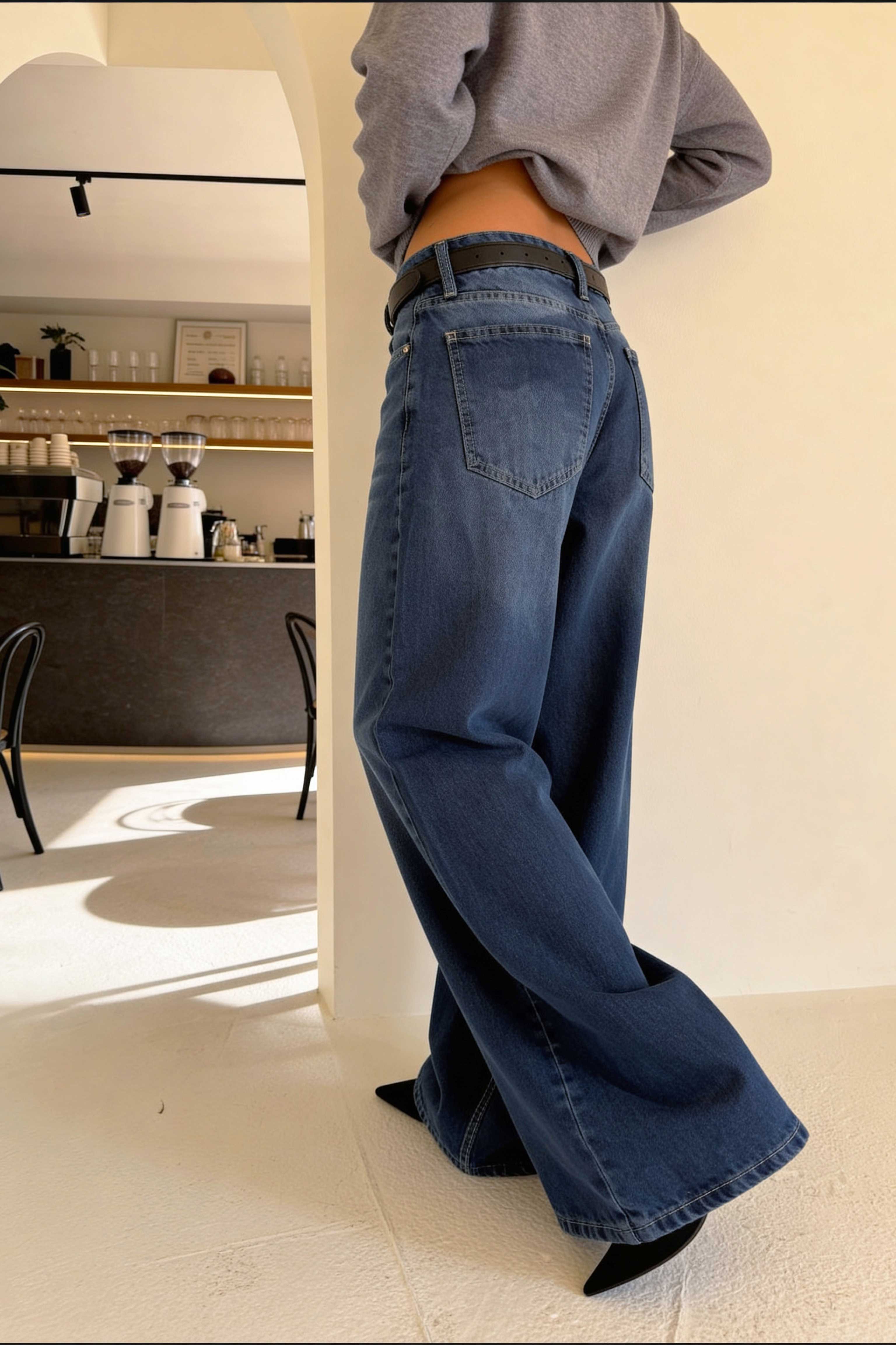 Loose Baggy – High-Waist Ocean Blue Jeans Baggy CIZARO - Cizaro Jeans