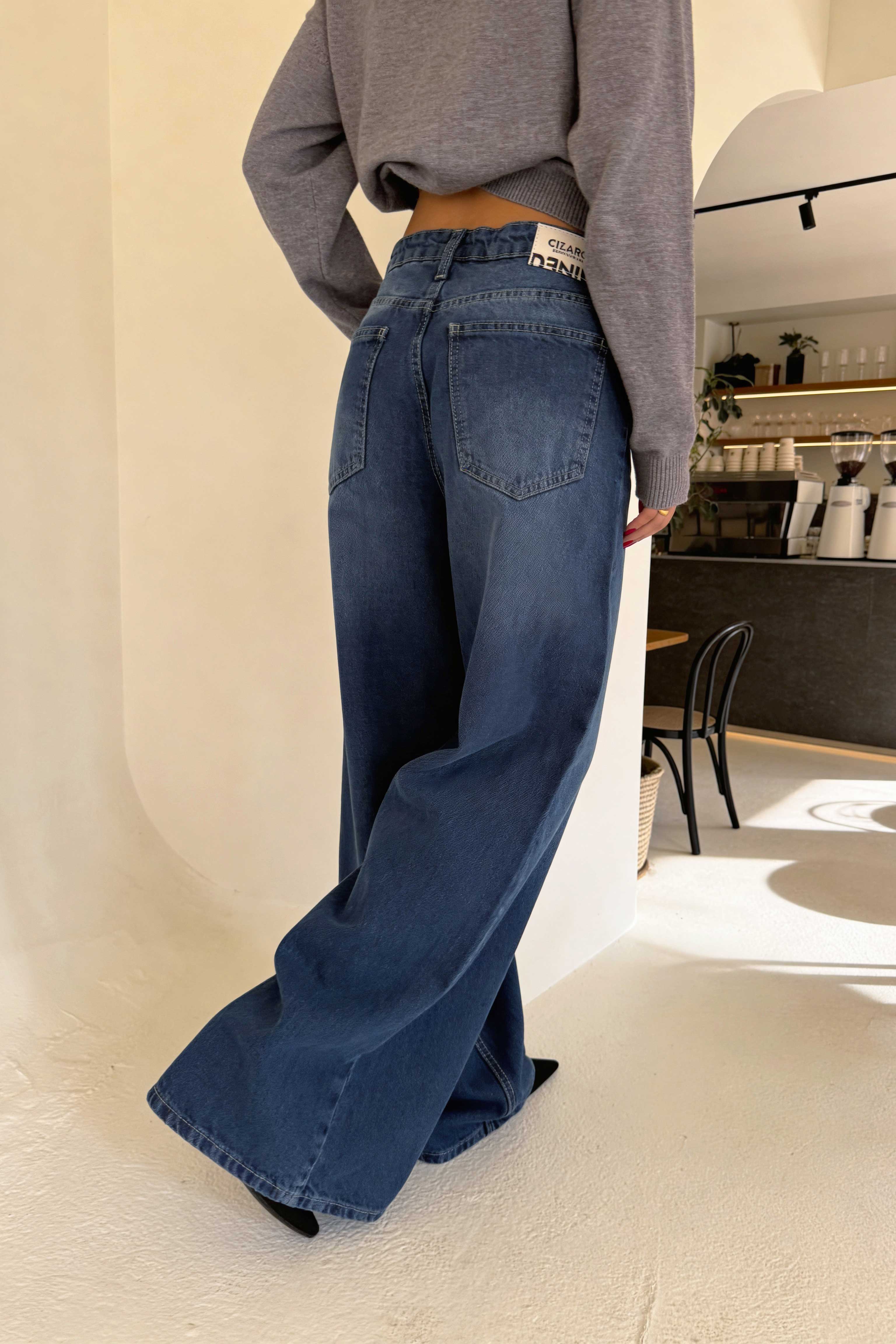 Loose Baggy – High-Waist Ocean Blue Jeans Baggy CIZARO - Cizaro Jeans