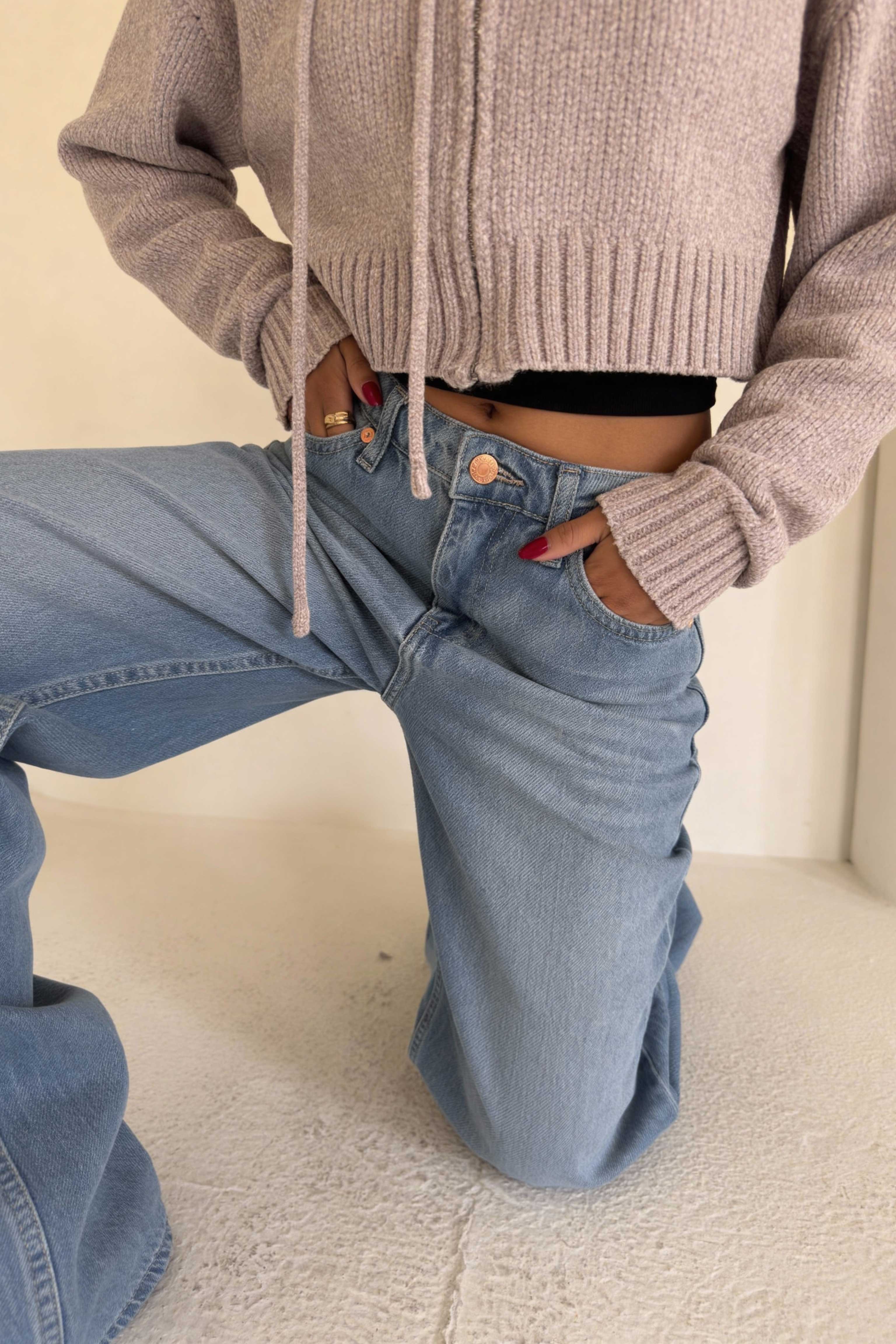 Baggy – High-Waist Light Acid Blue Jeans Baggy CIZARO - Cizaro Jeans