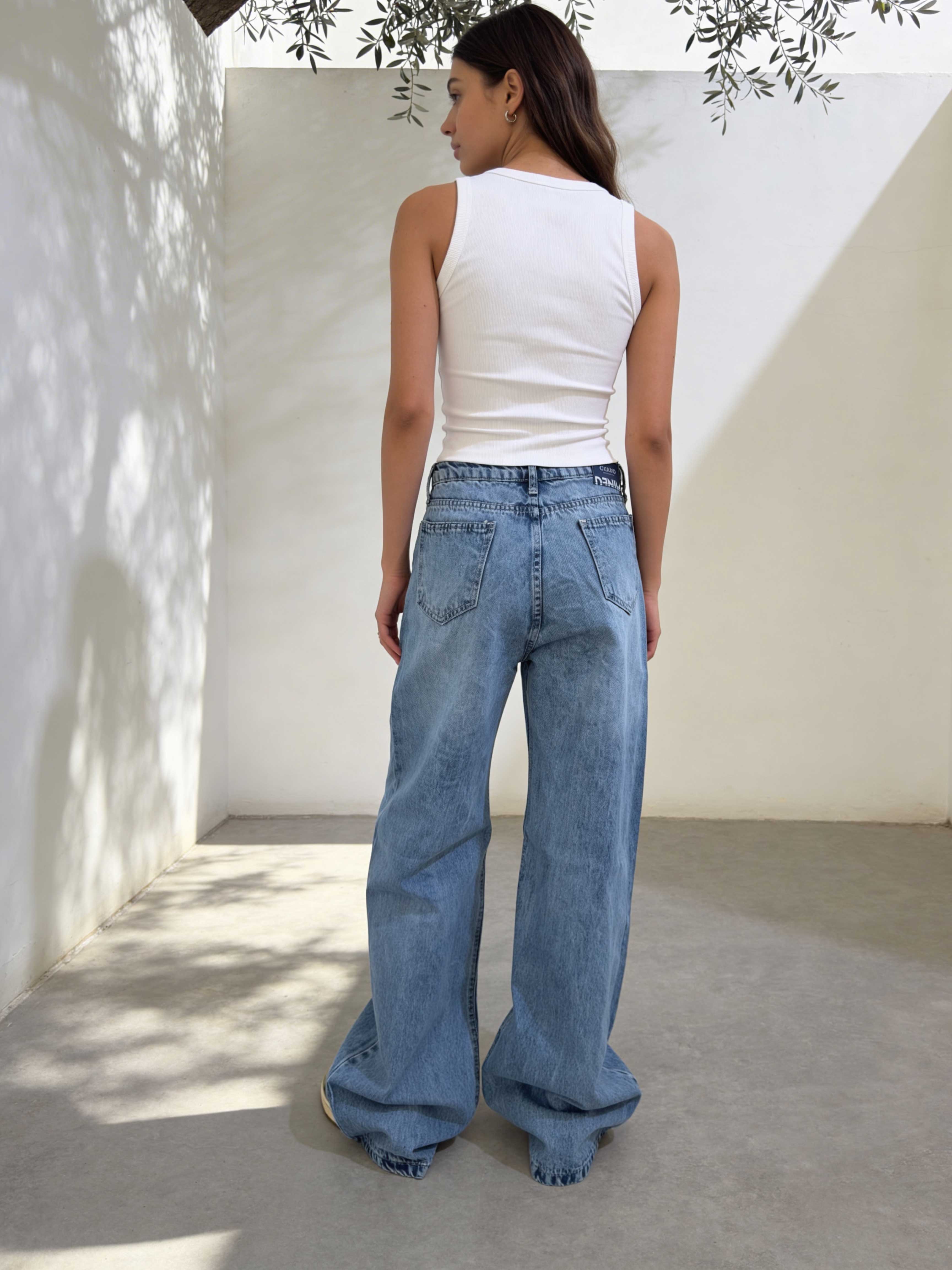 Baggy - High-Waist Marine Wash Blue Jeans Baggy CIZARO - Cizaro Jeans