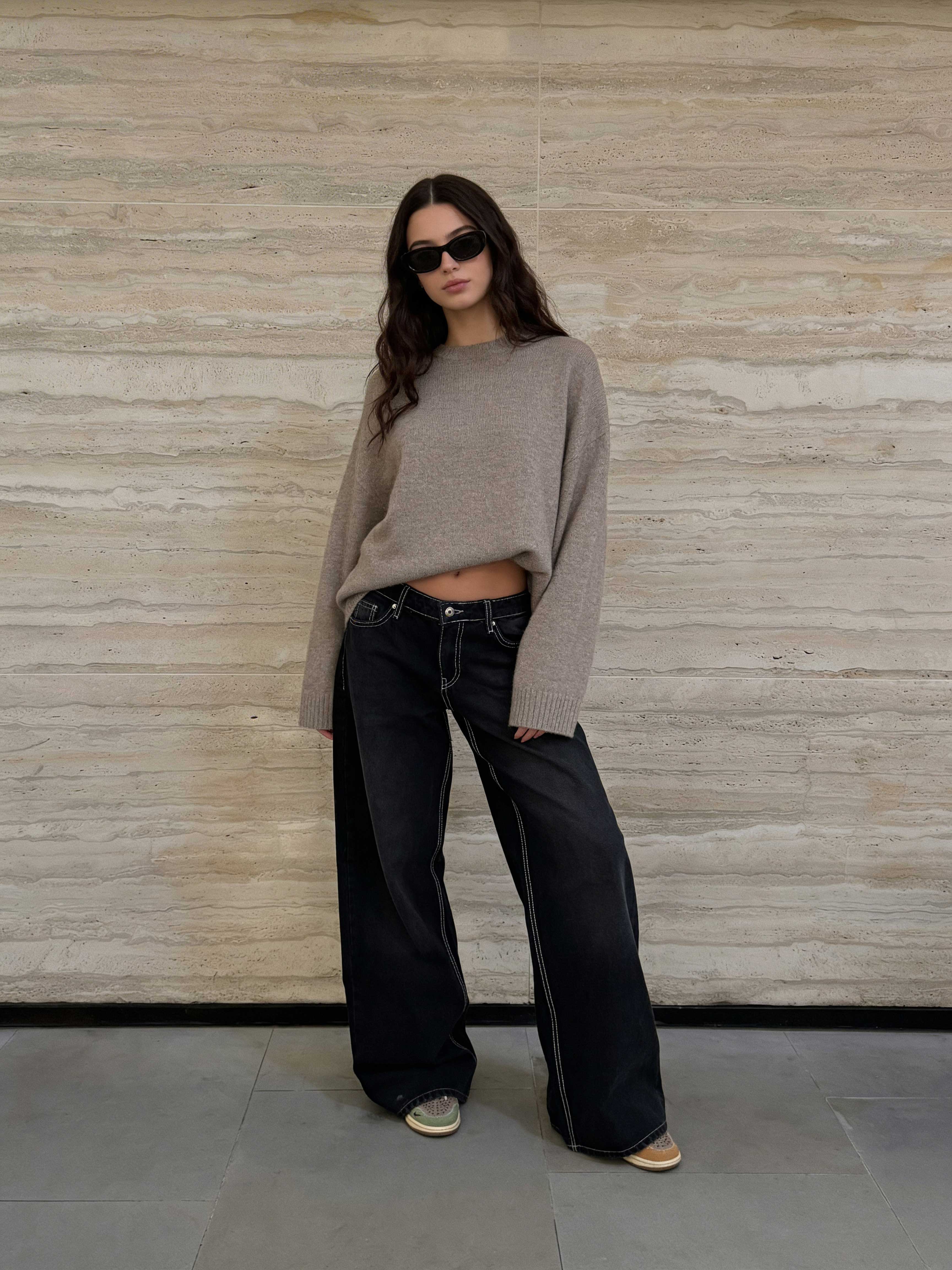 Baggy – Low-Waist Charcoal Black Jeans Baggy CIZARO - Cizaro Jeans