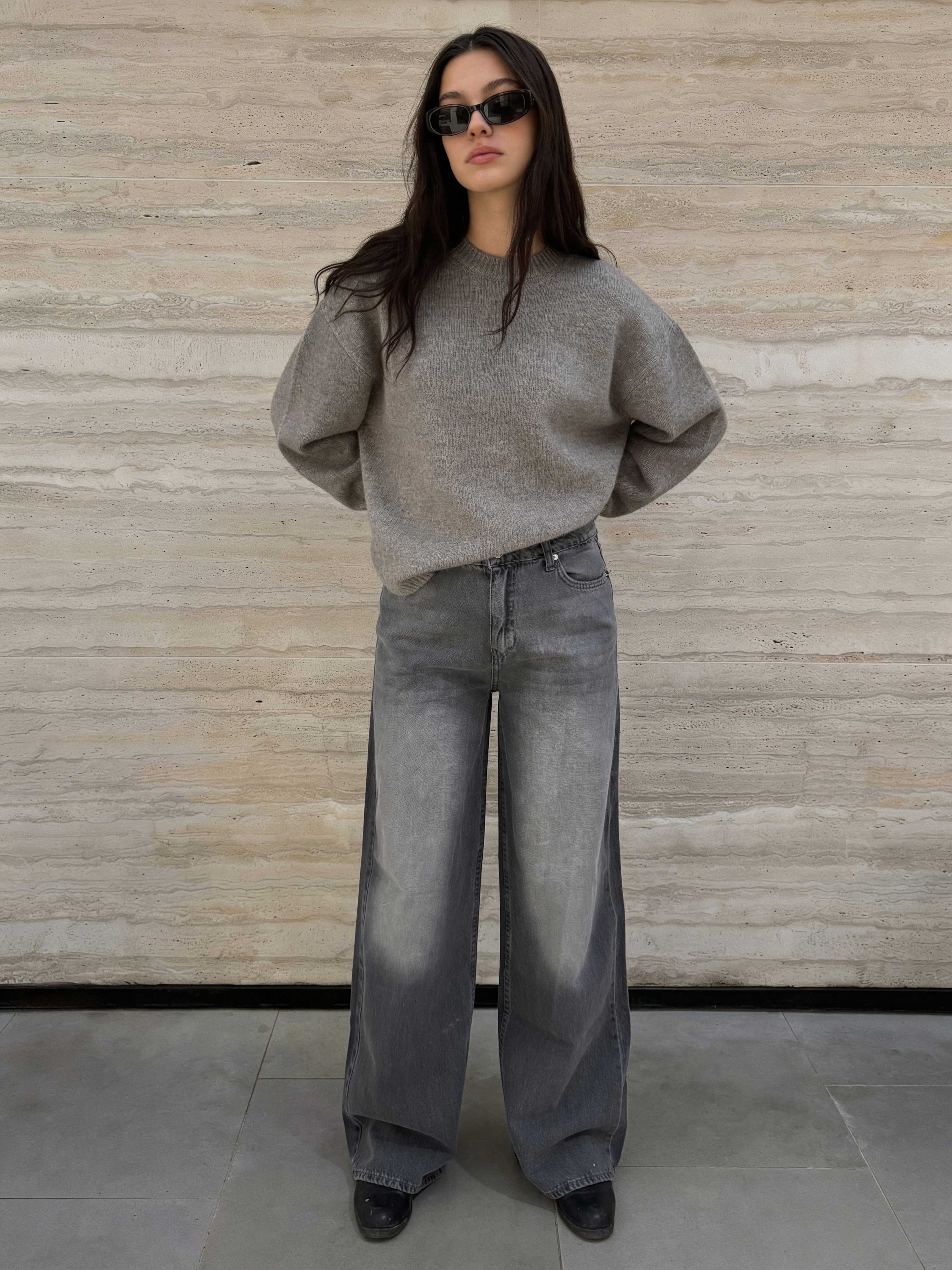 Super Baggy High waist faded washed Black jeans Baggy CIZARO - Cizaro Jeans