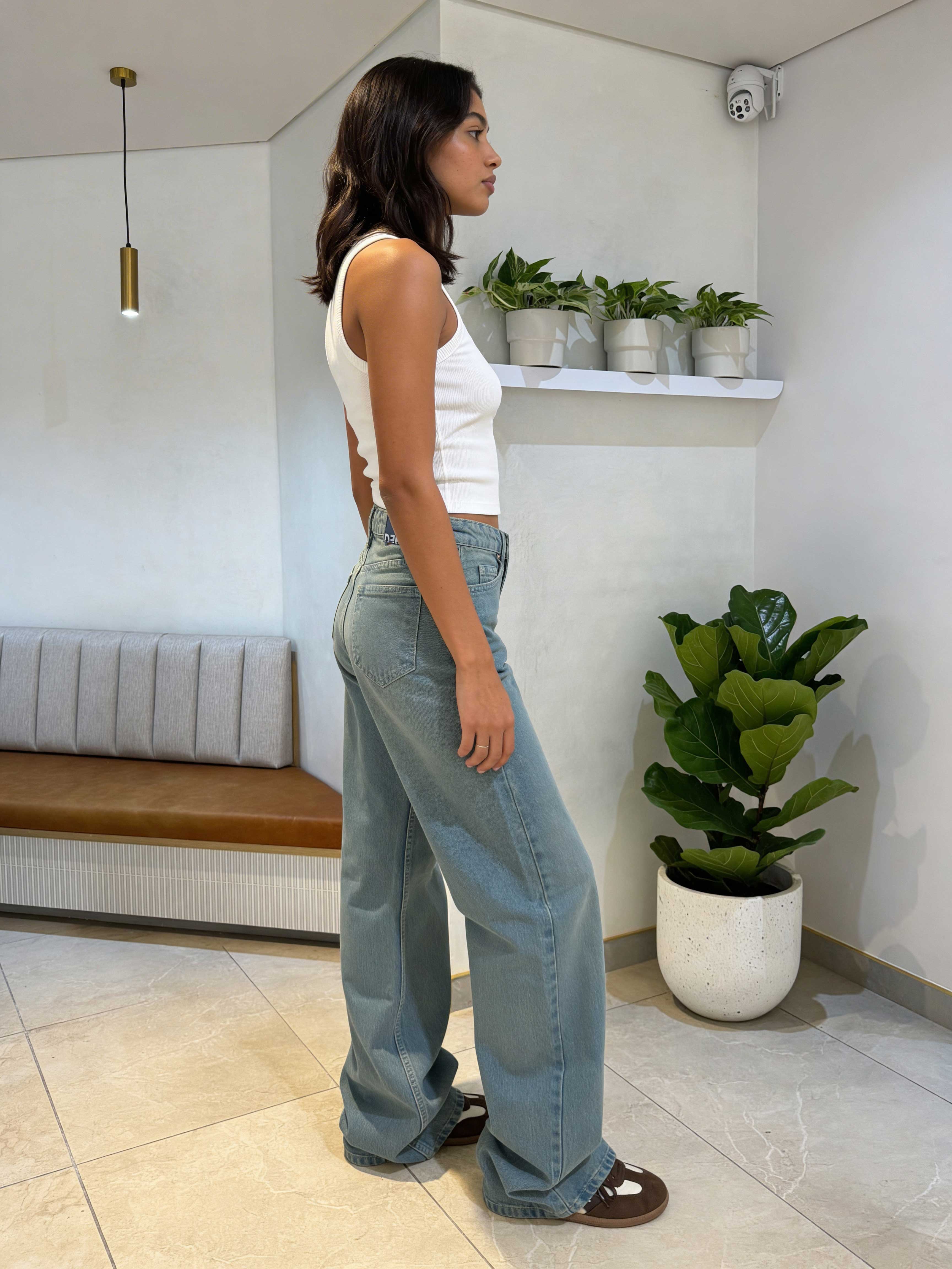 Baggy – High-Waist Misty Vintage Blue Jeans Baggy CIZARO - Cizaro Jeans