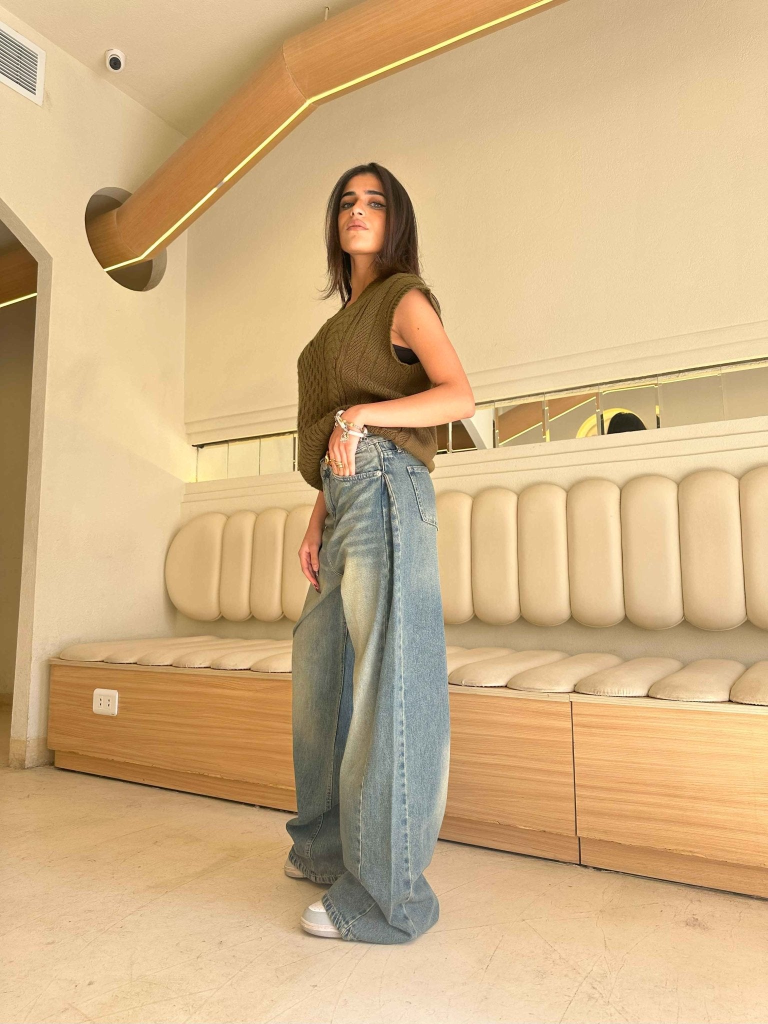 Sahara Vintage Blue Beige Tinted - Super Baggy jeans Baggy CIZARO - Cizaro Jeans