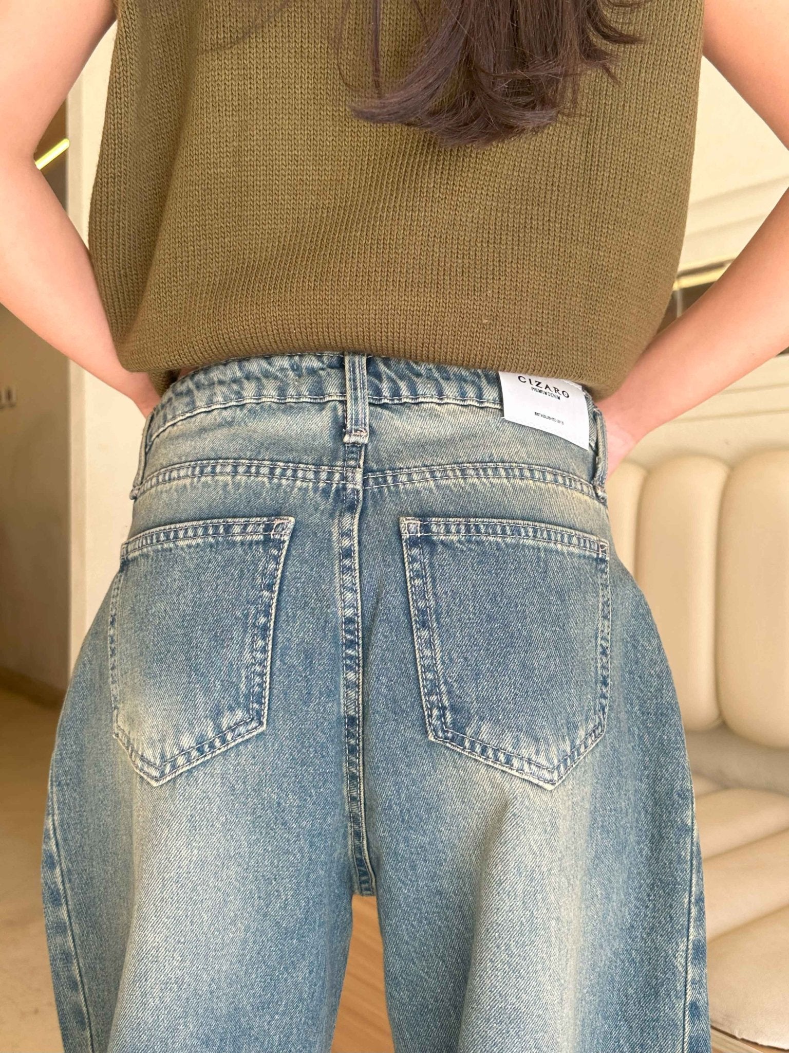 Sahara Vintage Blue Beige Tinted - Super Baggy jeans Baggy CIZARO - Cizaro Jeans