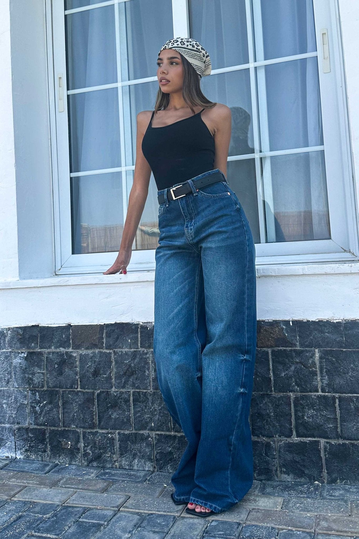 Baggy - High-Waist Deep Vintage Green Jeans Baggy CIZARO - Cizaro Jeans