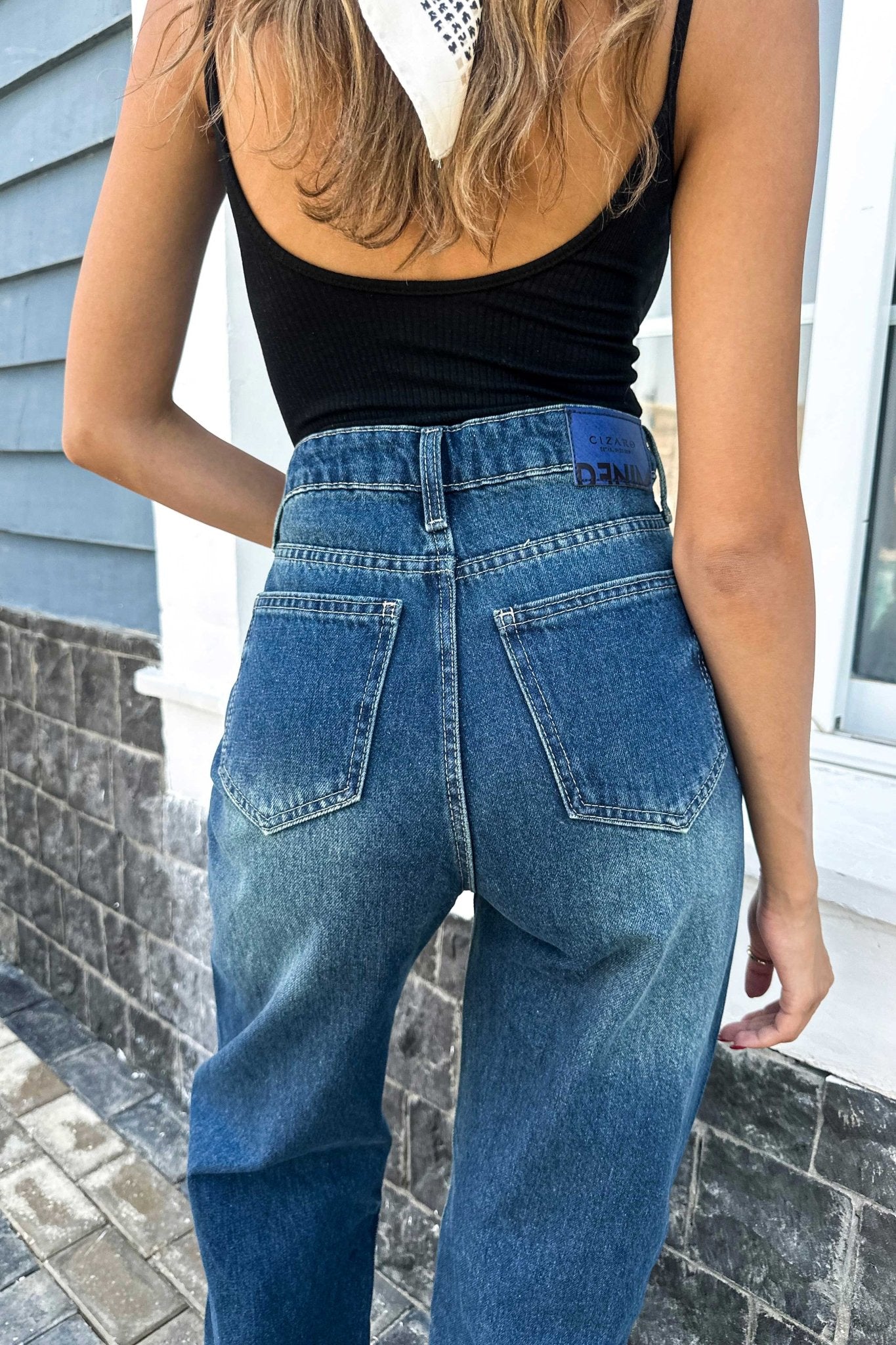 Baggy - High-Waist Deep Vintage Green Jeans Baggy CIZARO - Cizaro Jeans
