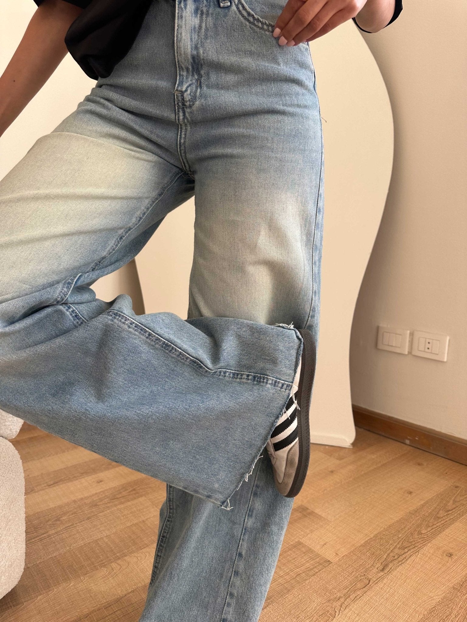 Super Baggy | High-Waist Light Dusty Vintage Blue Jeans Baggy CIZARO - Cizaro Jeans