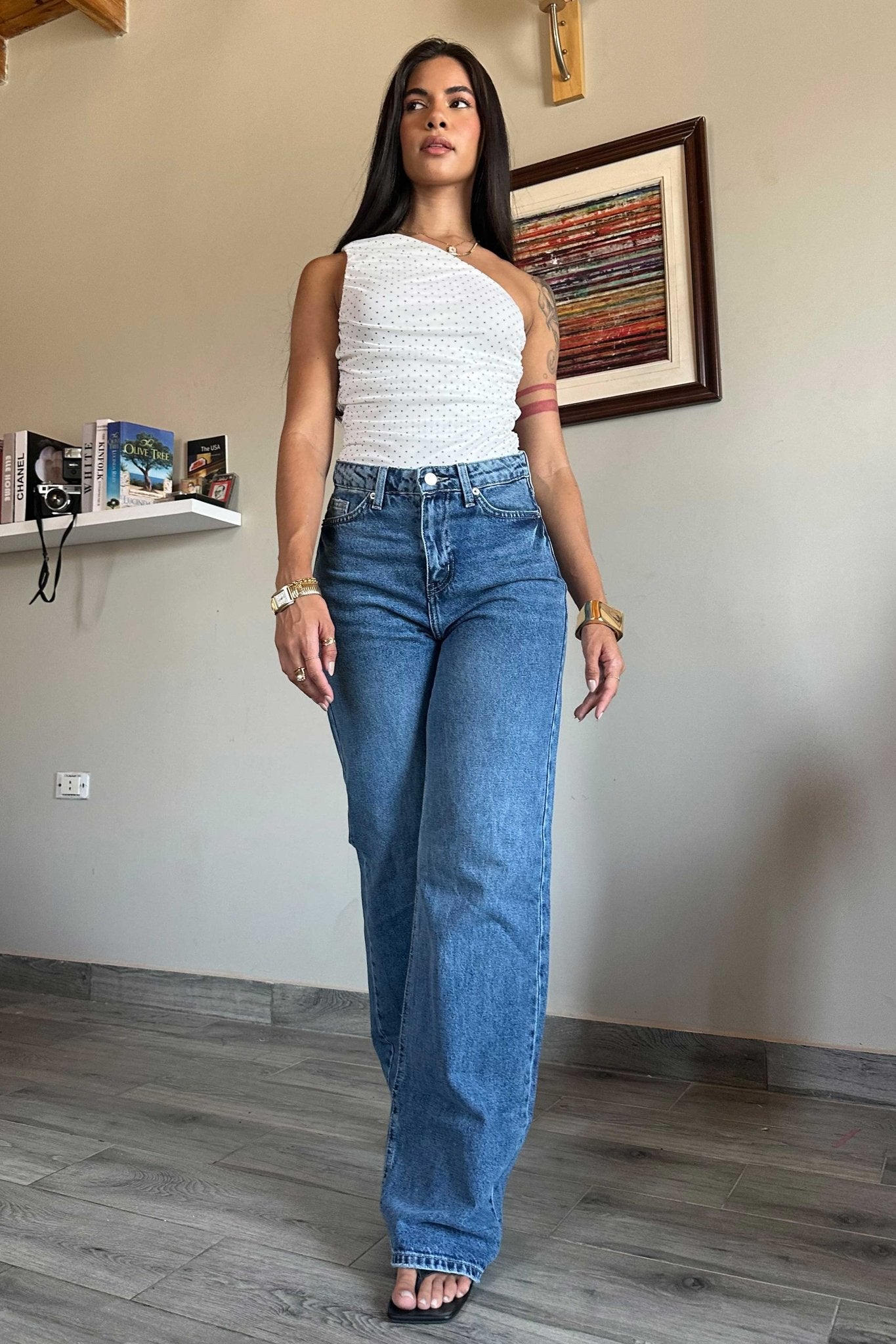Baggy - High-Waist Medium Blue Jeans BAGGY CIZARO - Cizaro Jeans