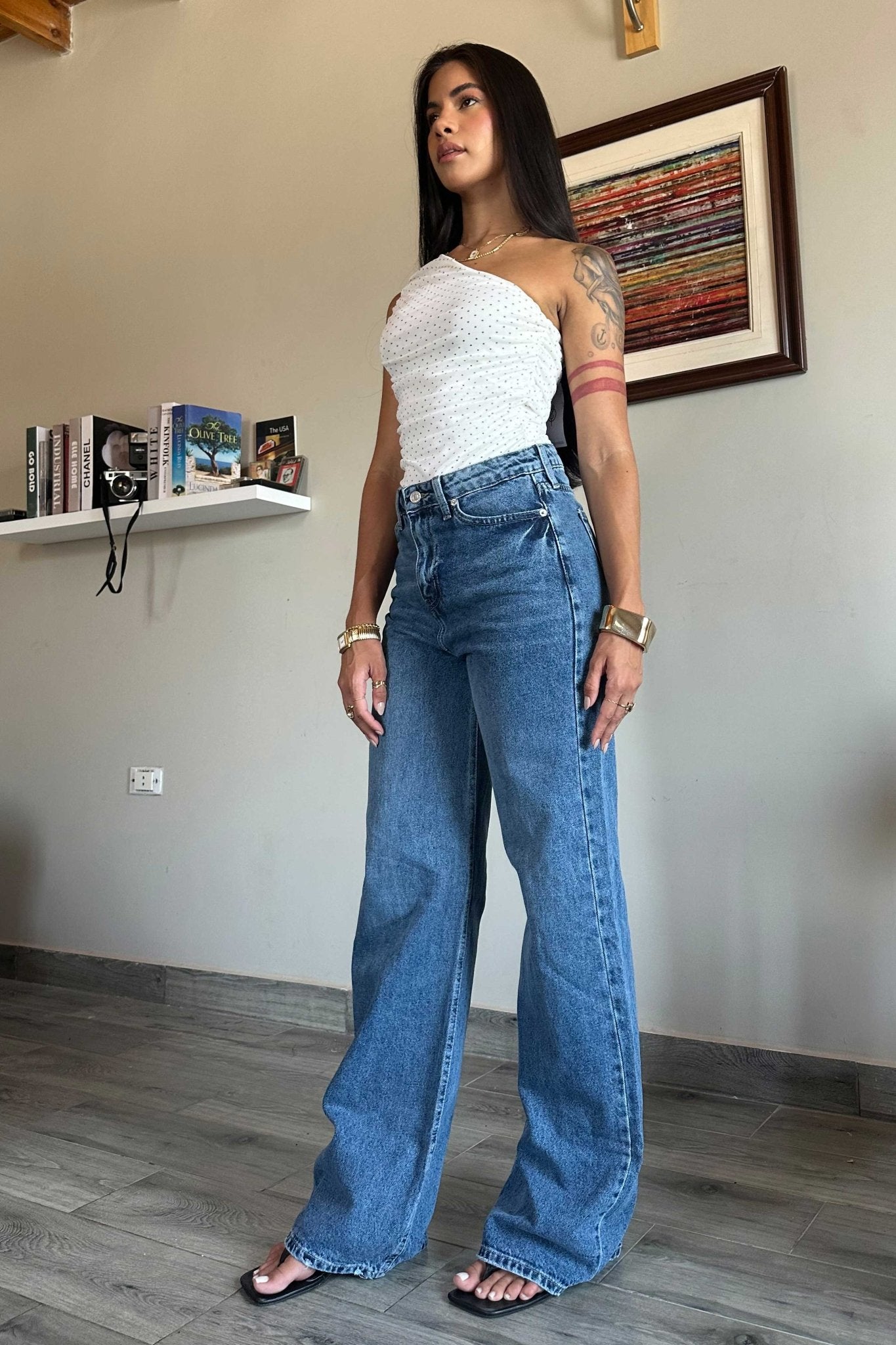 Baggy - High-Waist Medium Blue Jeans BAGGY CIZARO - Cizaro Jeans