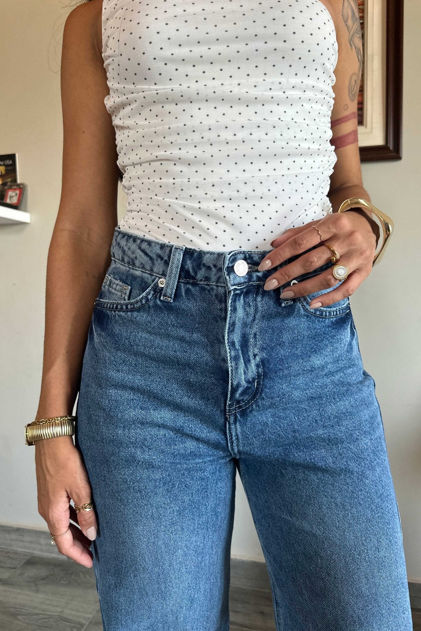 Baggy - High-Waist Medium Blue Jeans BAGGY CIZARO - Cizaro Jeans