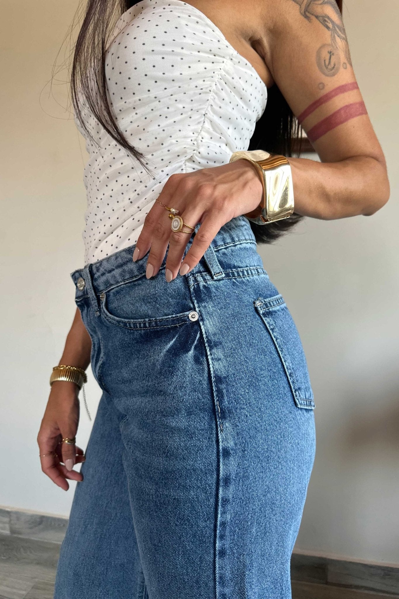 Baggy - High-Waist Medium Blue Jeans BAGGY CIZARO - Cizaro Jeans