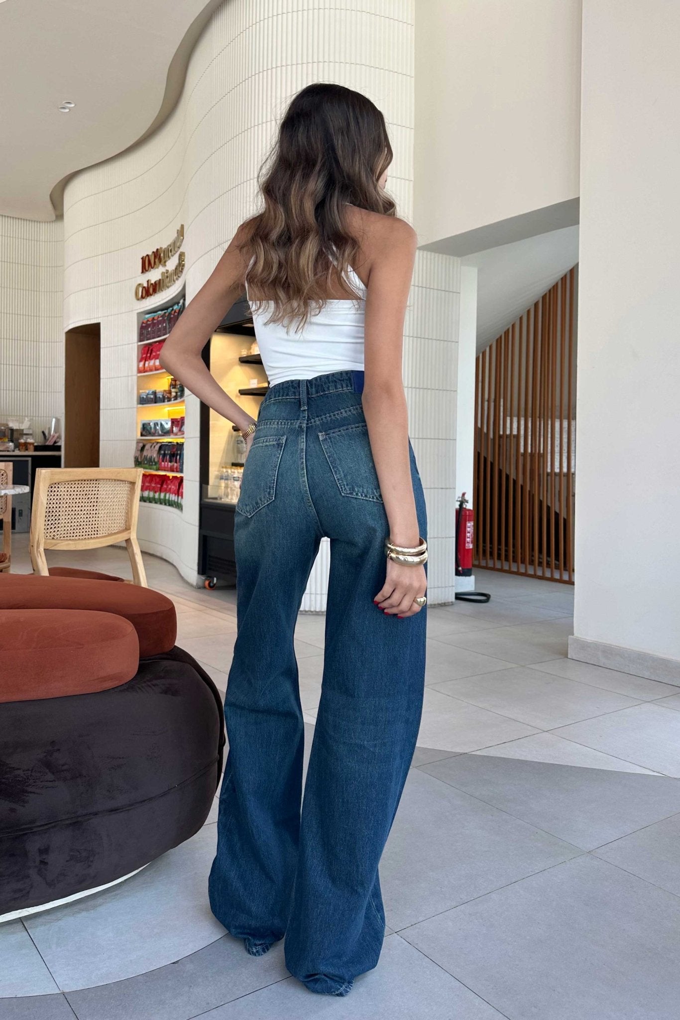 Baggy - High-Waist Dark Vintage Blue Green Jeans baggy CIZARO - Cizaro Jeans