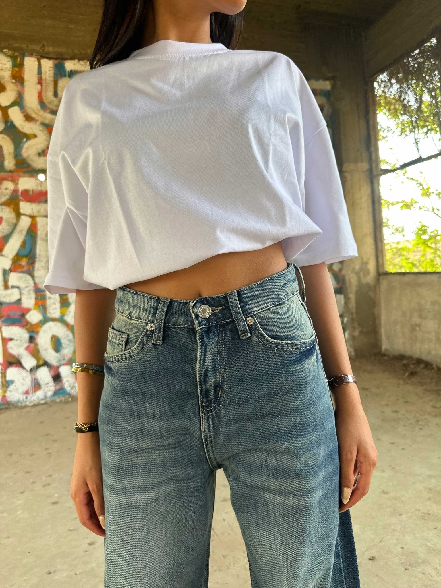 Baggy - High-Waist Dark Vintage Blue Jeans baggy CIZARO - Cizaro Jeans