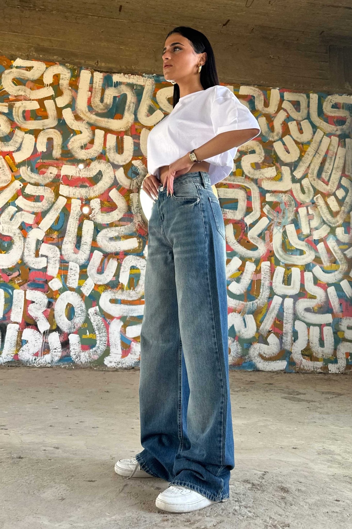 Baggy - High-Waist Dark Vintage Blue Jeans baggy CIZARO - Cizaro Jeans