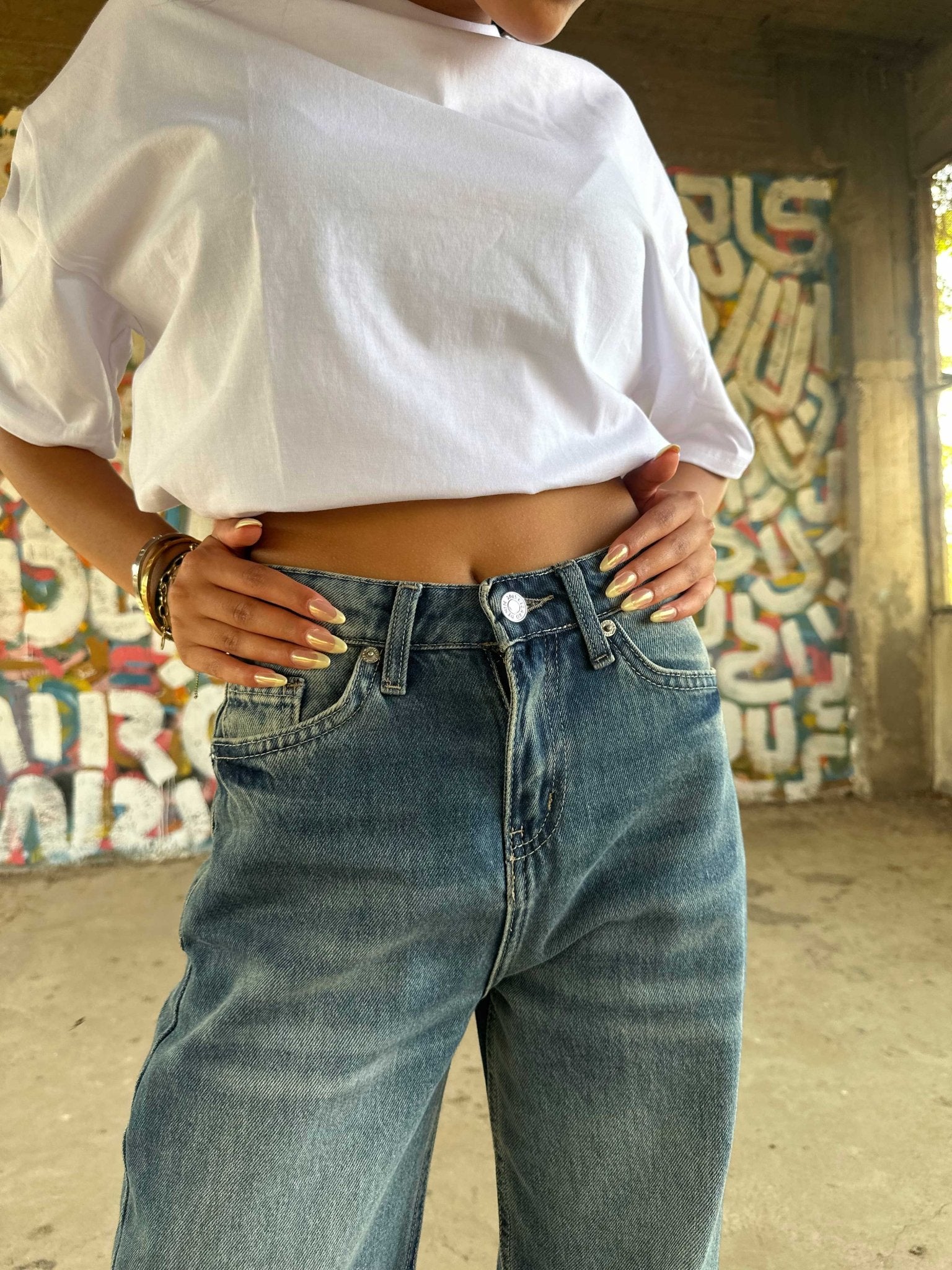 Baggy - High-Waist Dark Vintage Blue Jeans baggy CIZARO - Cizaro Jeans