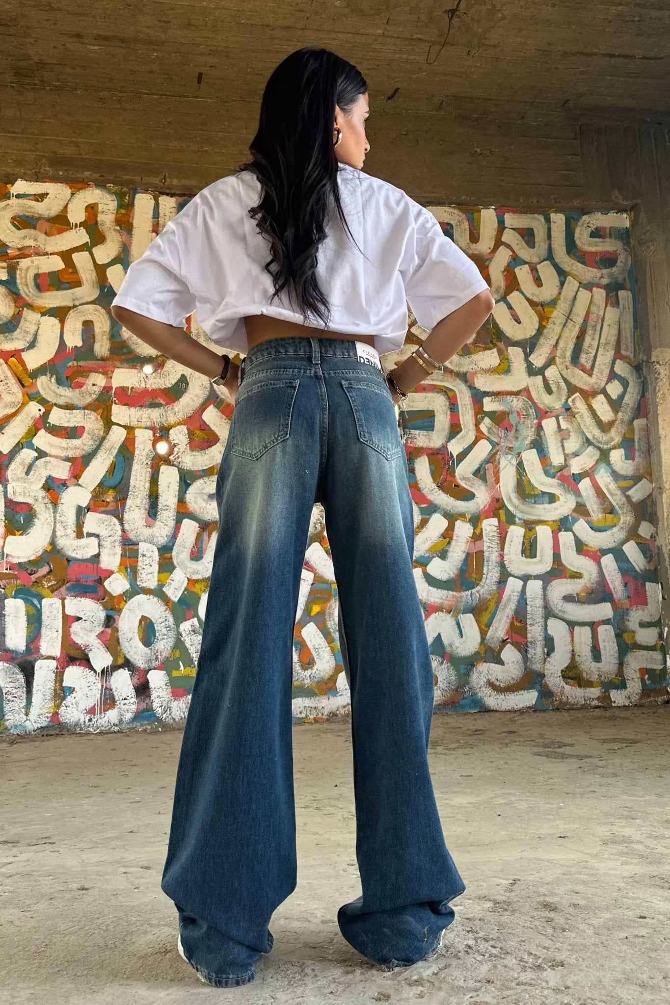 Baggy - High-Waist Dark Vintage Blue Jeans baggy CIZARO - Cizaro Jeans