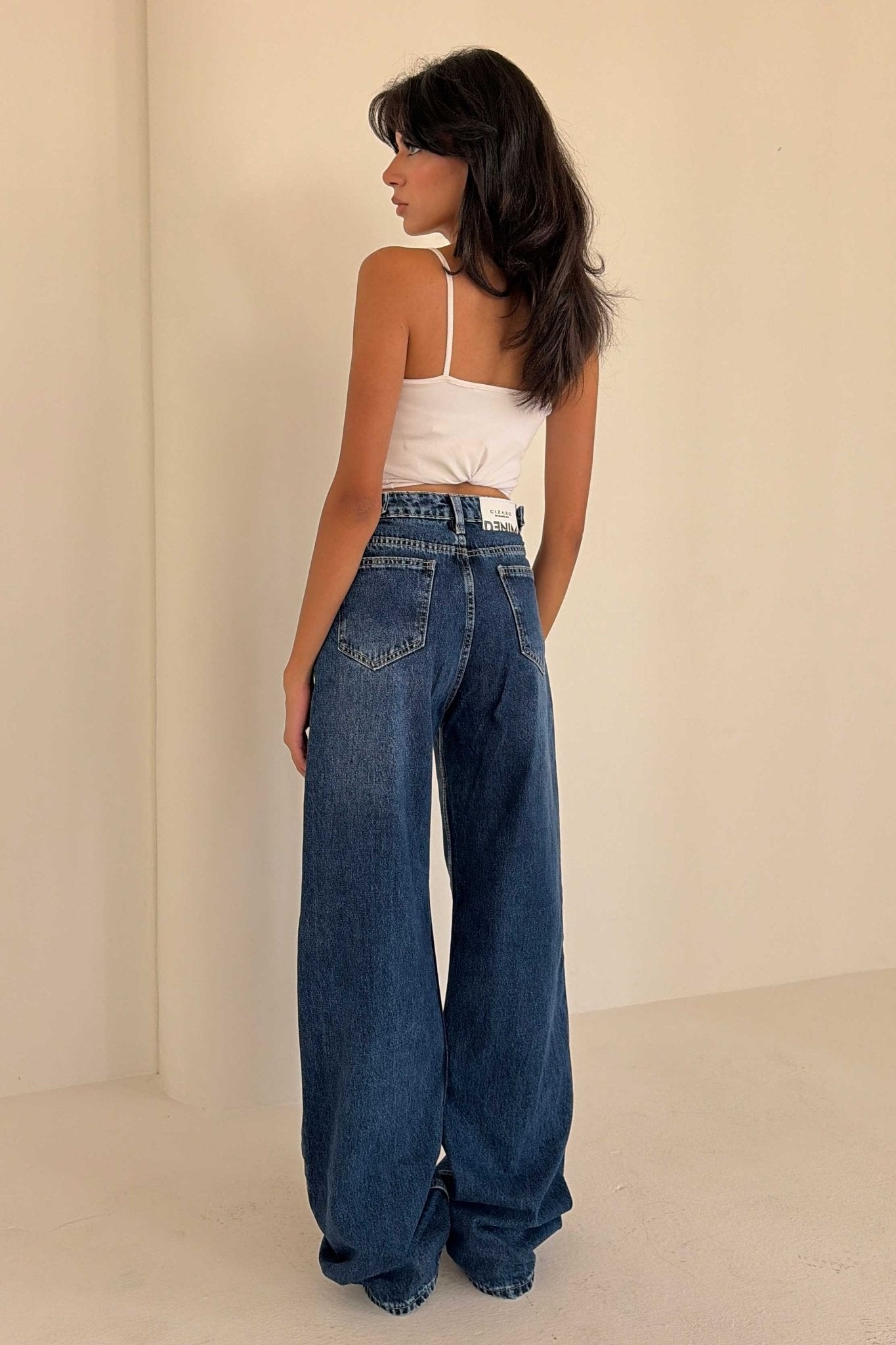 Baggy Flex Waist – Mid Rise Deep Ocean Blue Jeans BAGGY CIZARO - Cizaro Jeans