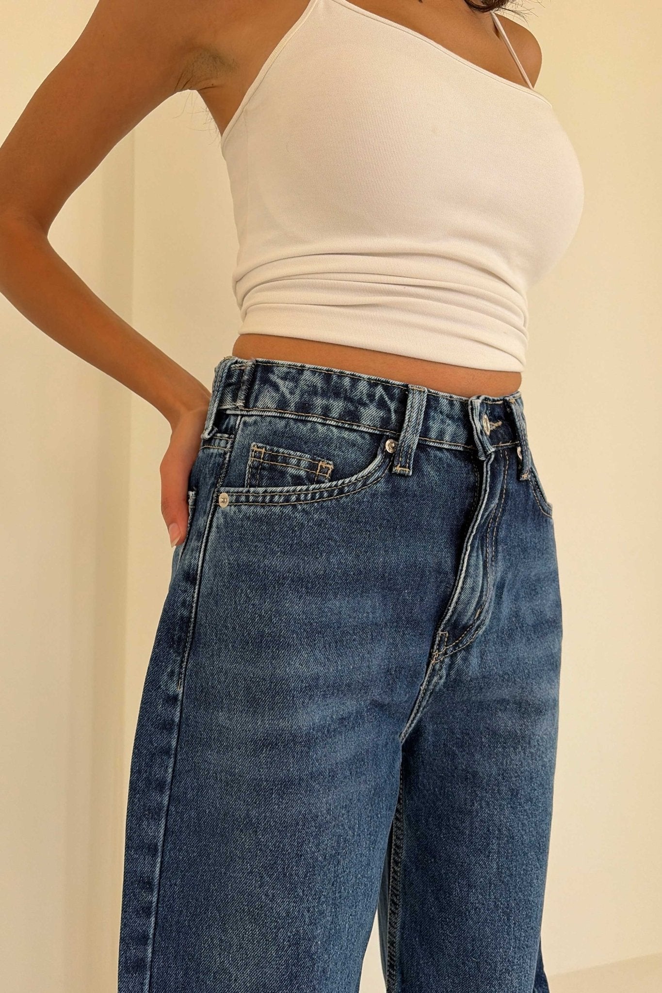 Baggy Flex Waist – Mid Rise Deep Ocean Blue Jeans BAGGY CIZARO - Cizaro Jeans