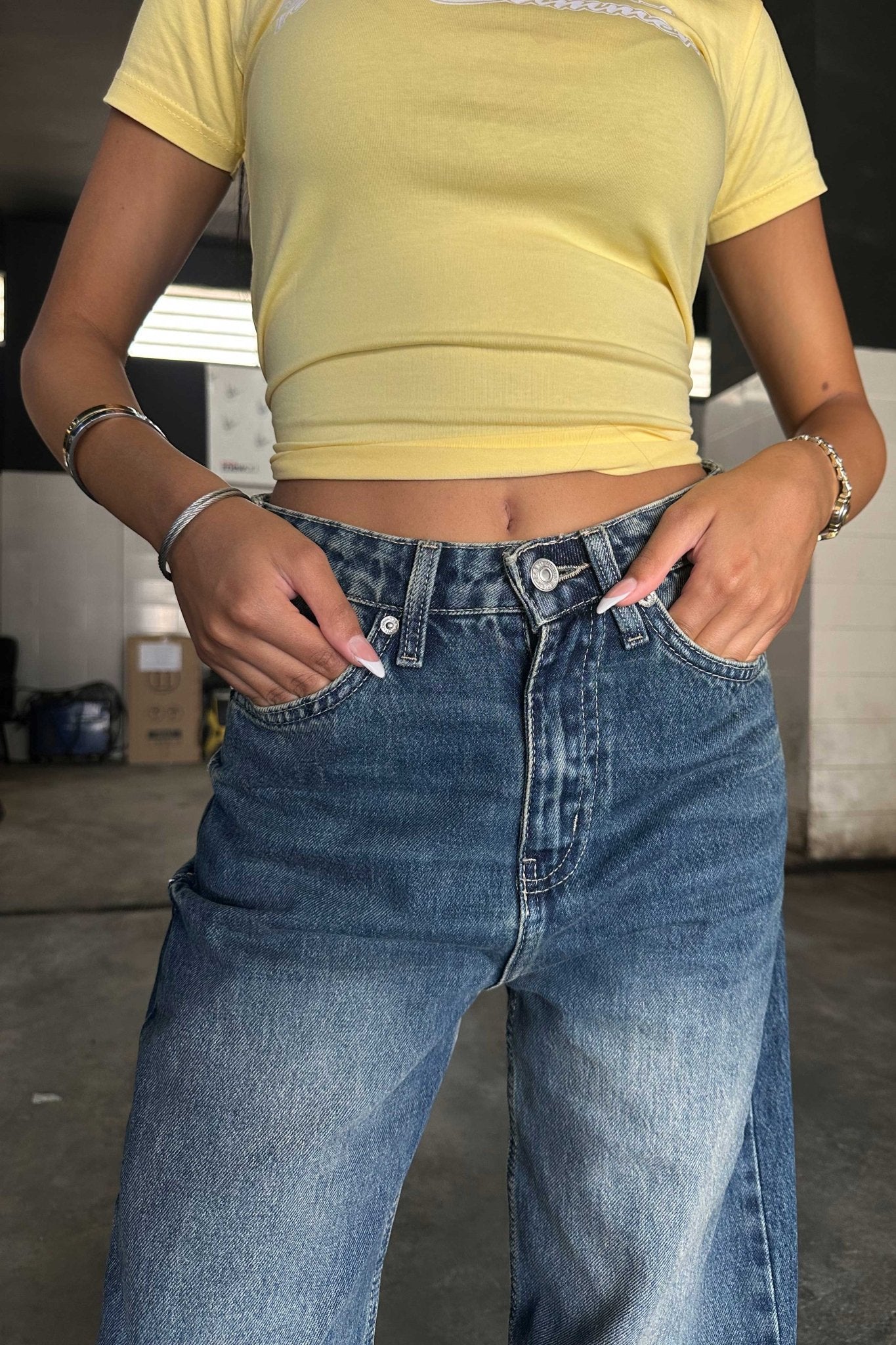 Flex Waist Baggy - High-Waist Vintage Blue Jeans flex waist baggy CIZARO - Cizaro Jeans