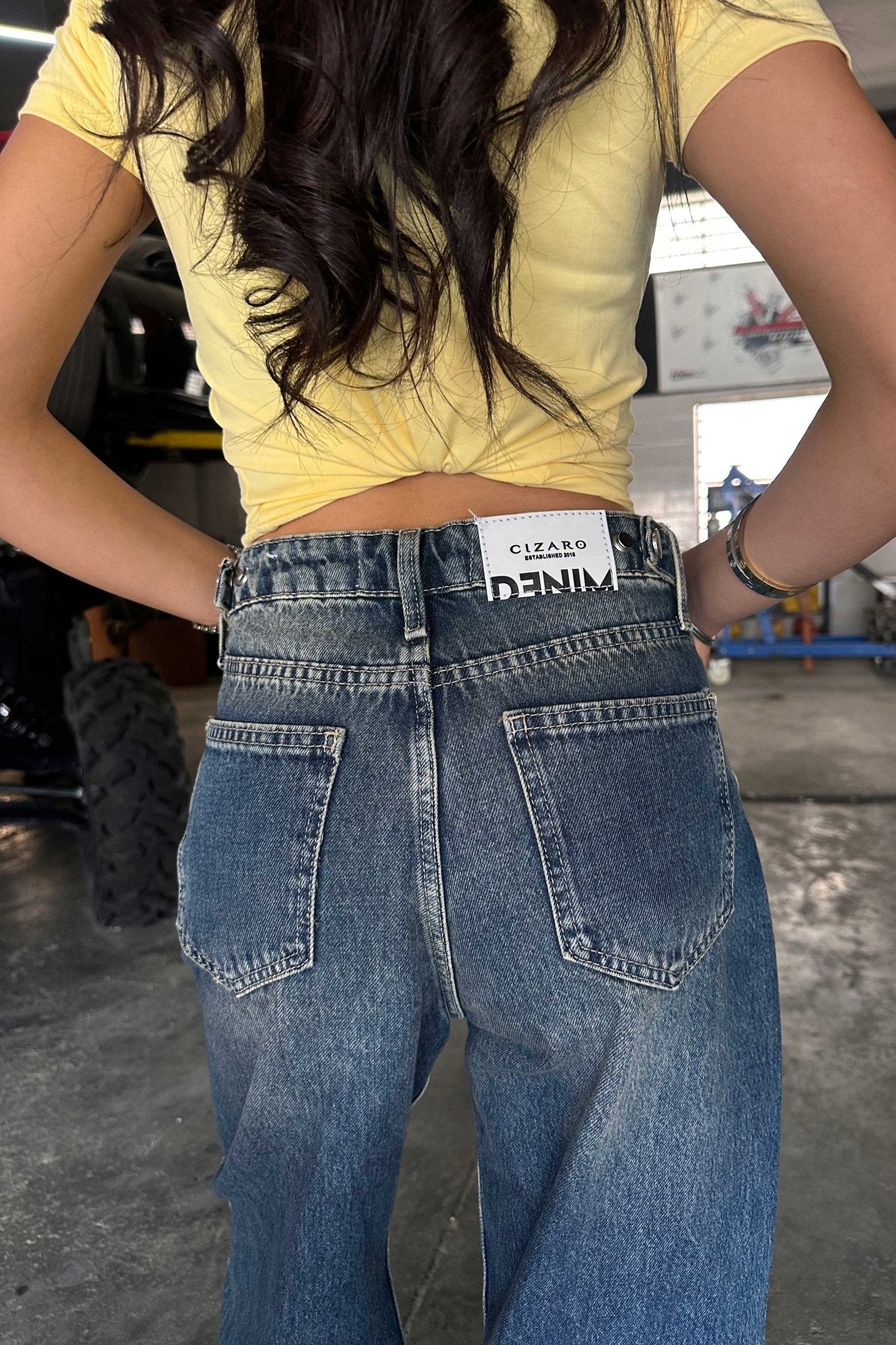 Flex Waist Baggy - High-Waist Vintage Blue Jeans flex waist baggy CIZARO - Cizaro Jeans