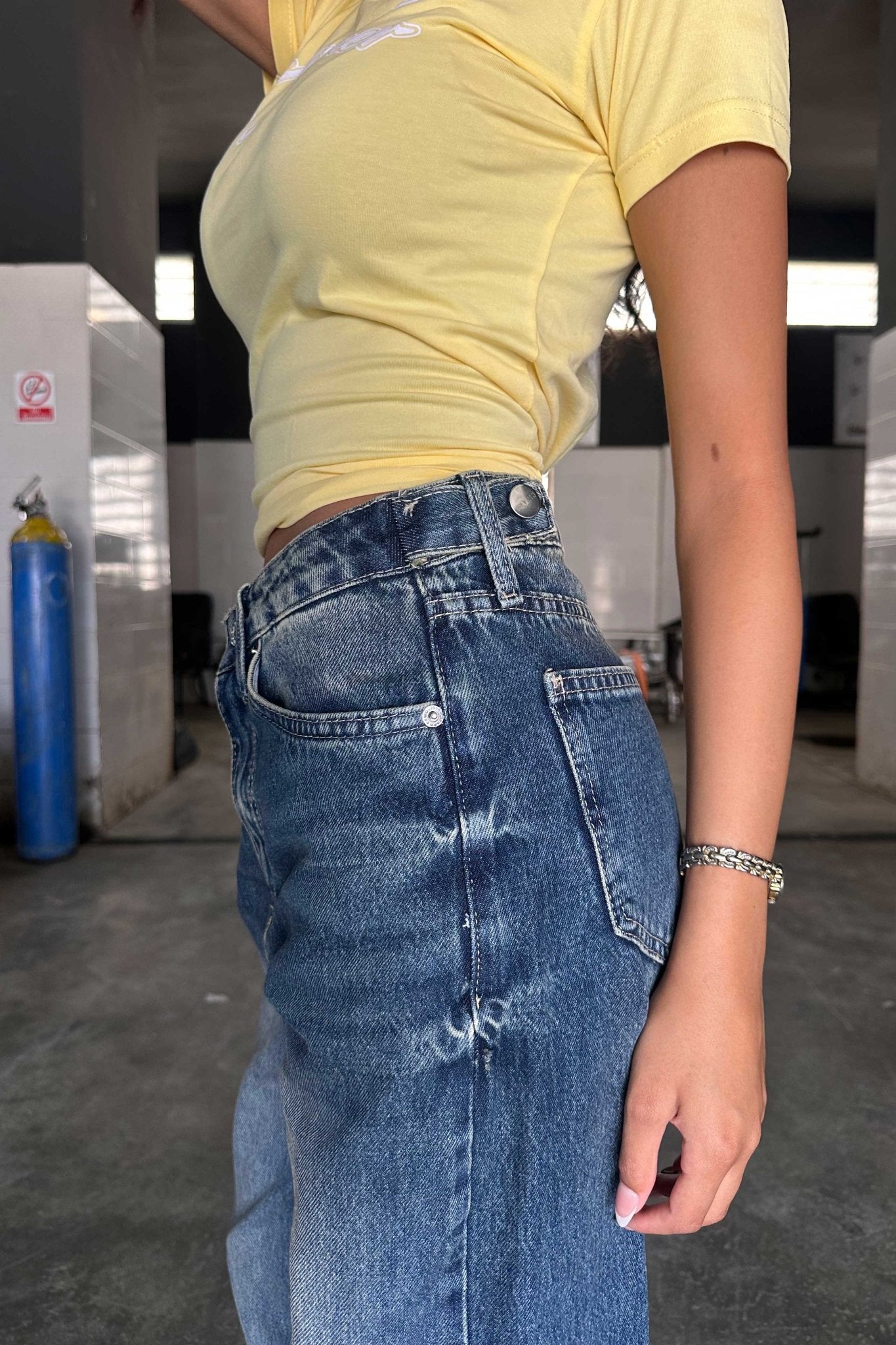 Flex Waist Baggy - High-Waist Vintage Blue Jeans flex waist baggy CIZARO - Cizaro Jeans