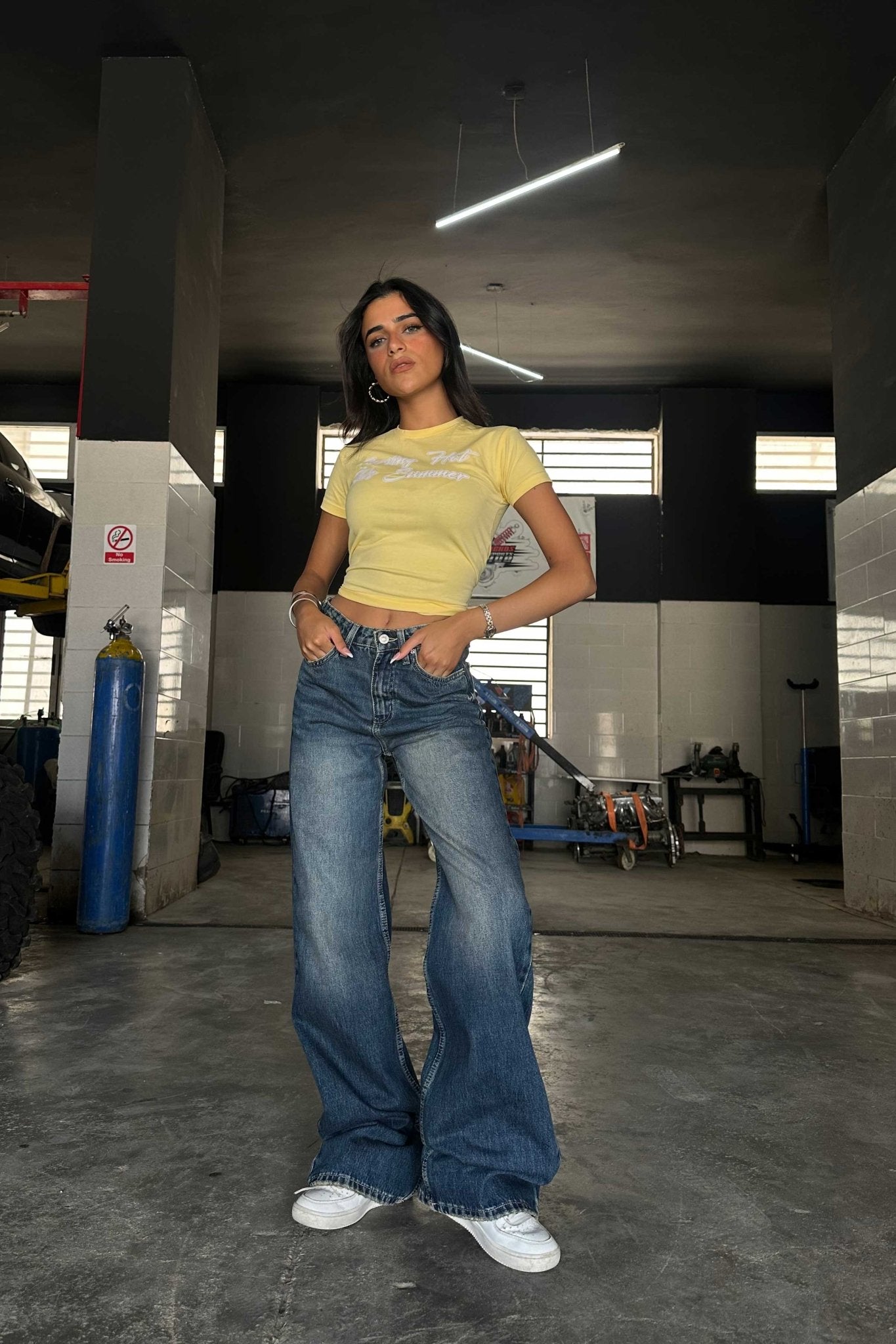 Flex Waist Baggy - High-Waist Vintage Blue Jeans flex waist baggy CIZARO - Cizaro Jeans