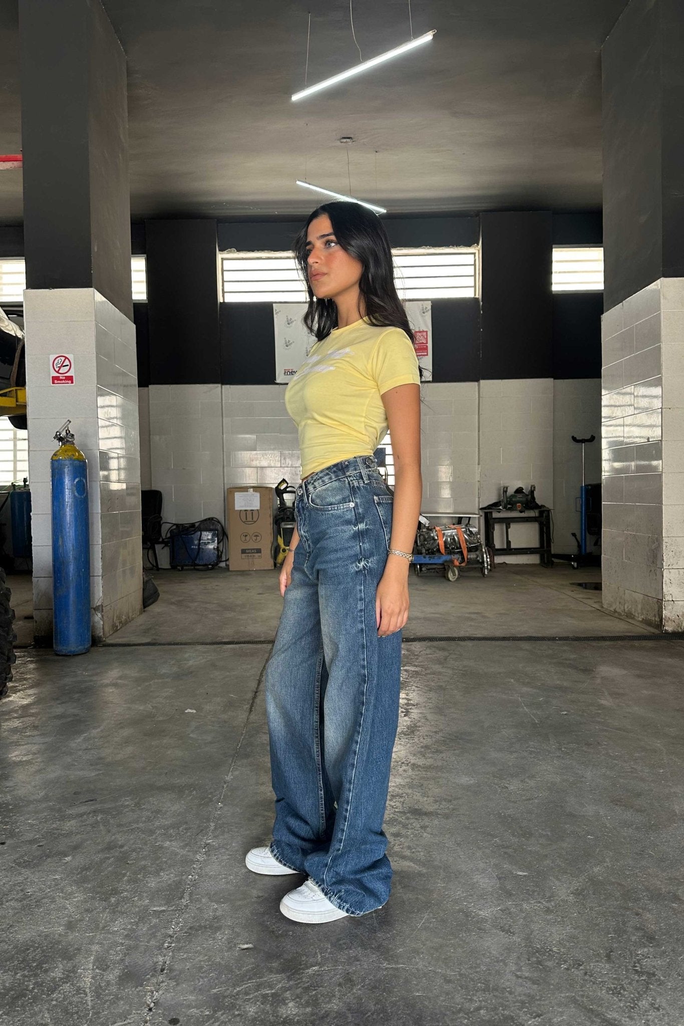 Flex Waist Baggy - High-Waist Vintage Blue Jeans flex waist baggy CIZARO - Cizaro Jeans