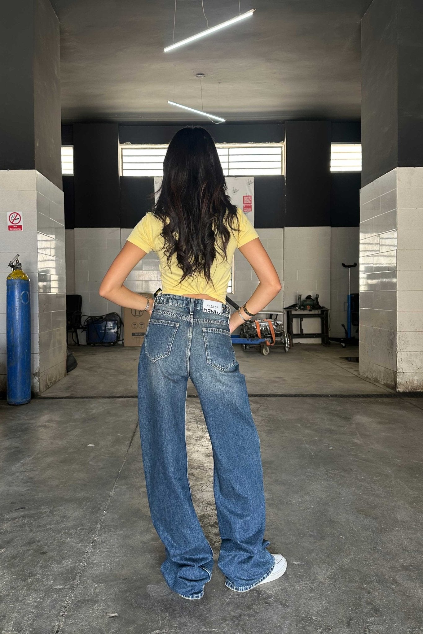 Flex Waist Baggy - High-Waist Vintage Blue Jeans flex waist baggy CIZARO - Cizaro Jeans