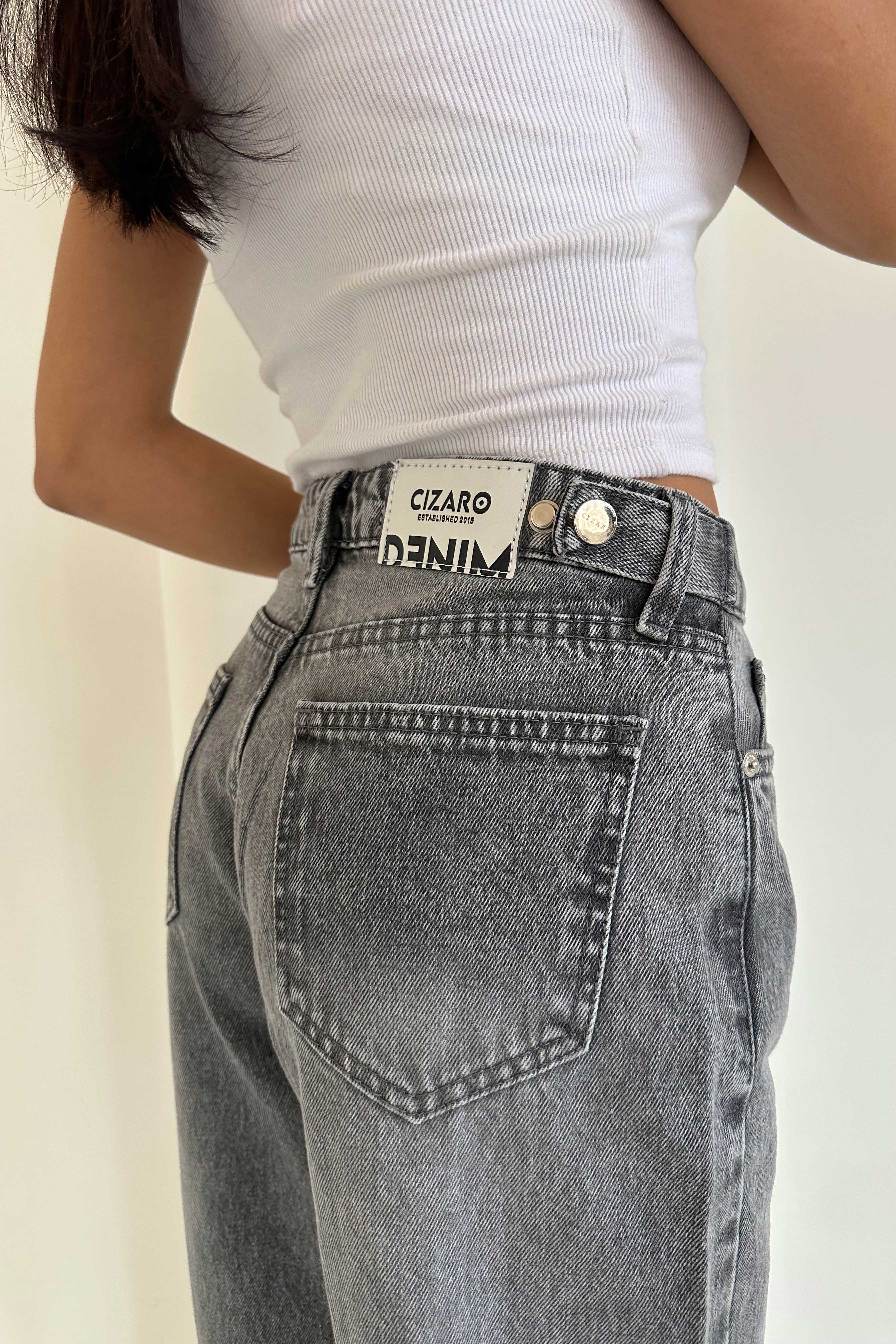 Baggy – Mid Rise Flex Waist Mid Grey Washed Jeans