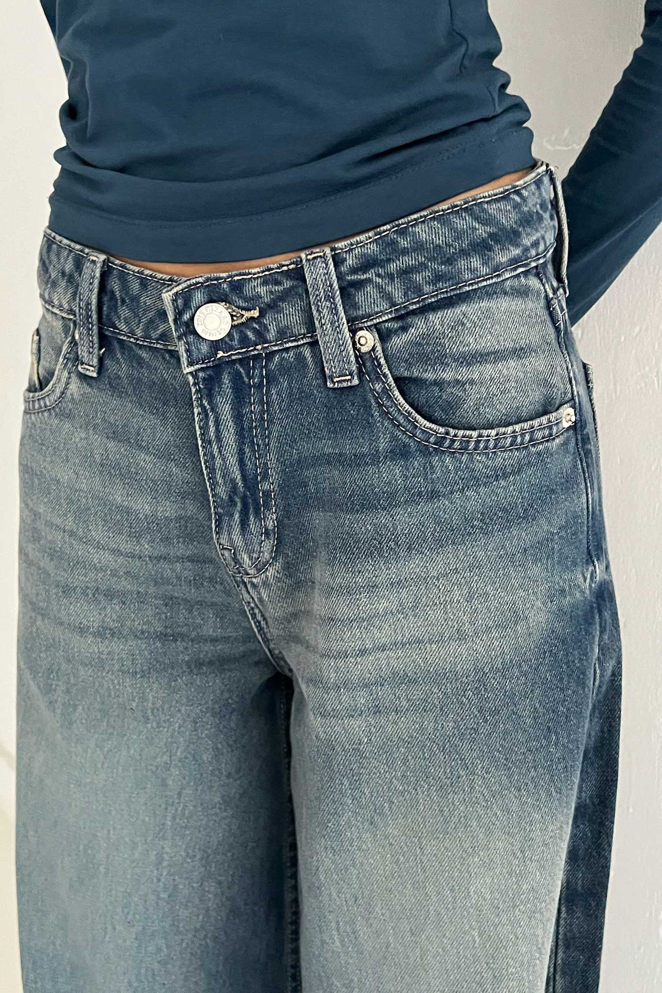 Loose Baggy – Mid Rise Faded Vintage Blue Jeans loose baggy CIZARO - Cizaro Jeans