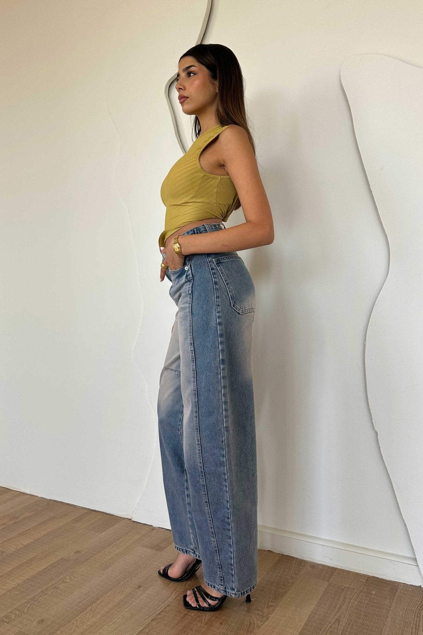 Skater - Flex Waist Med Vintage Blue Jeans flex waist CIZARO - Cizaro Jeans
