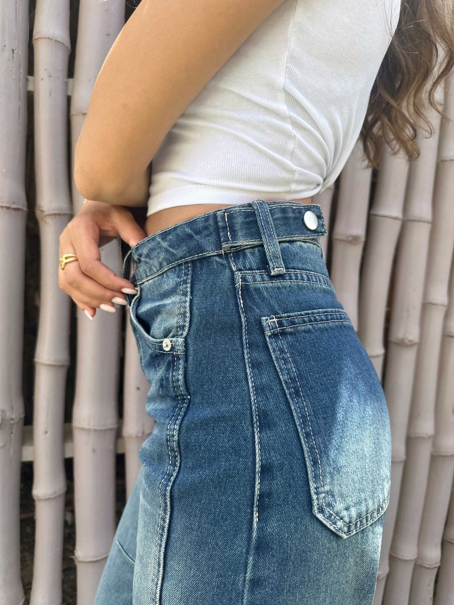 Flex Waist | Barrel - High-Waist Vintage Ocean Blue Washed Barrel Jeans Flex Waist - Barrel CIZARO - Cizaro Jeans