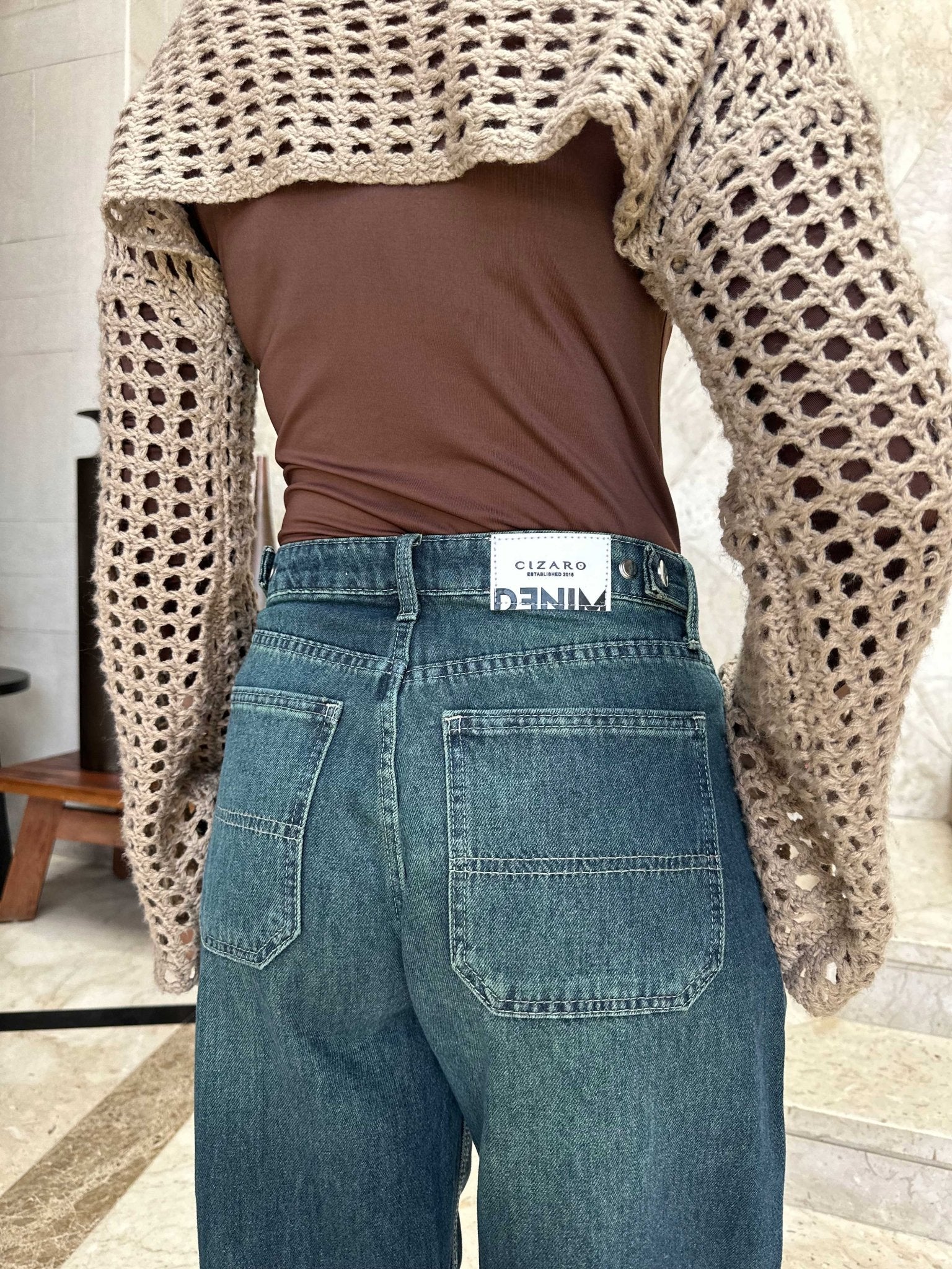 Skater - Flex Waist Deep Vintage Green Jeans barrel flex weaist CIZARO - Cizaro Jeans