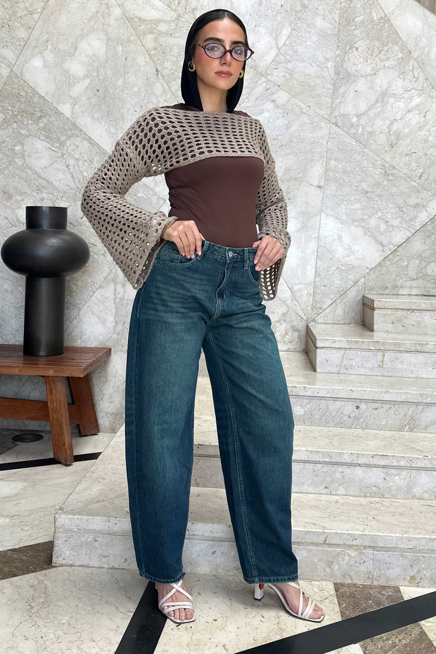 Skater - Flex Waist Deep Vintage Green Jeans barrel flex weaist CIZARO - Cizaro Jeans