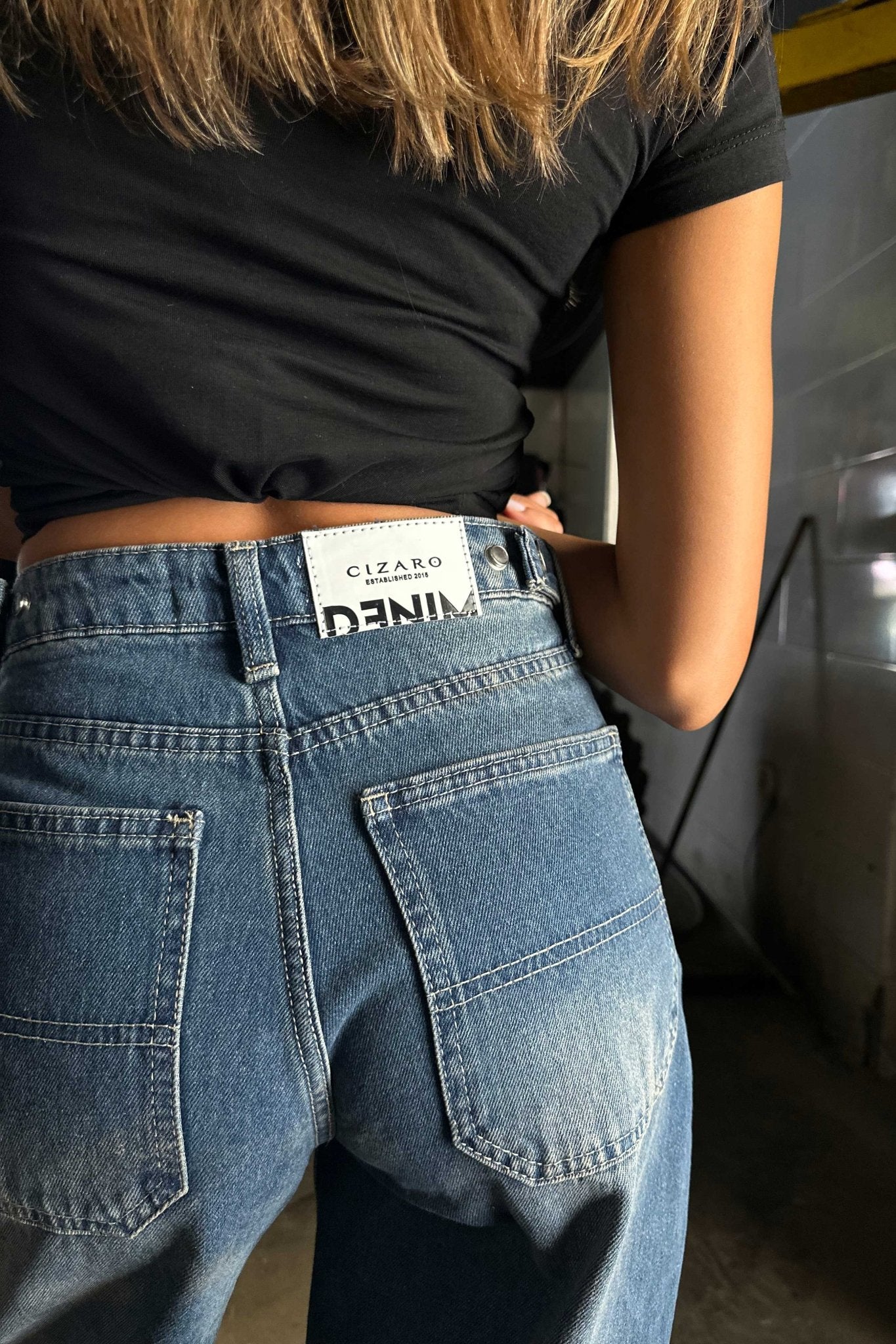 Flex Waist Barrel Fit - Mid Vintage blue Barrel - Skater CIZARO - Cizaro Jeans