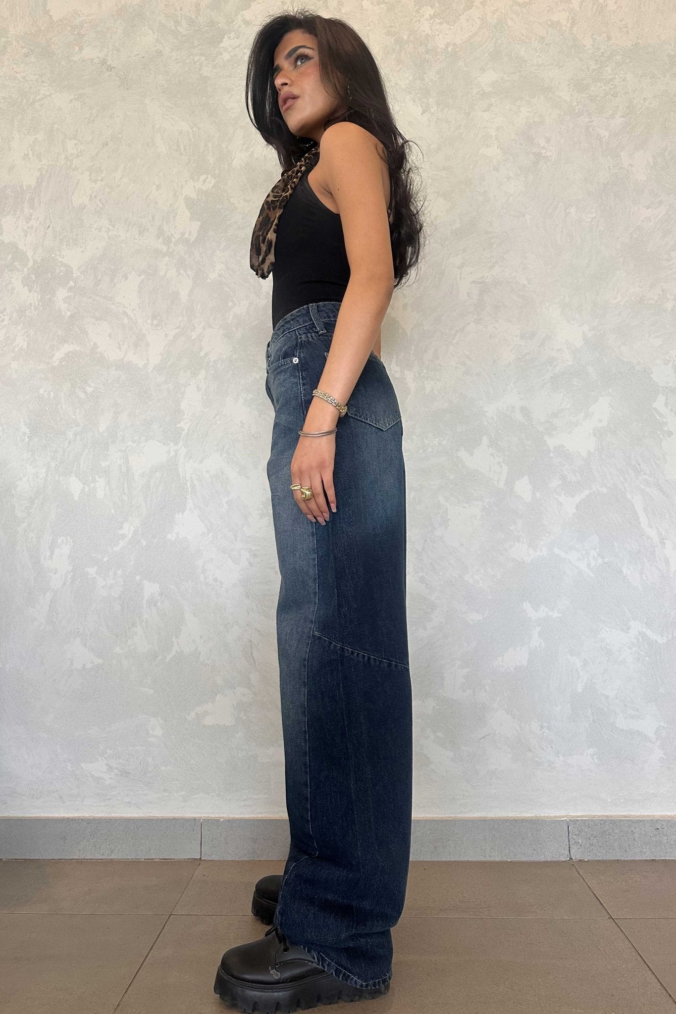 Balloon | High-Waist Midnight Washed Vintage Blue Jeans Baggy CIZARO - Cizaro Jeans