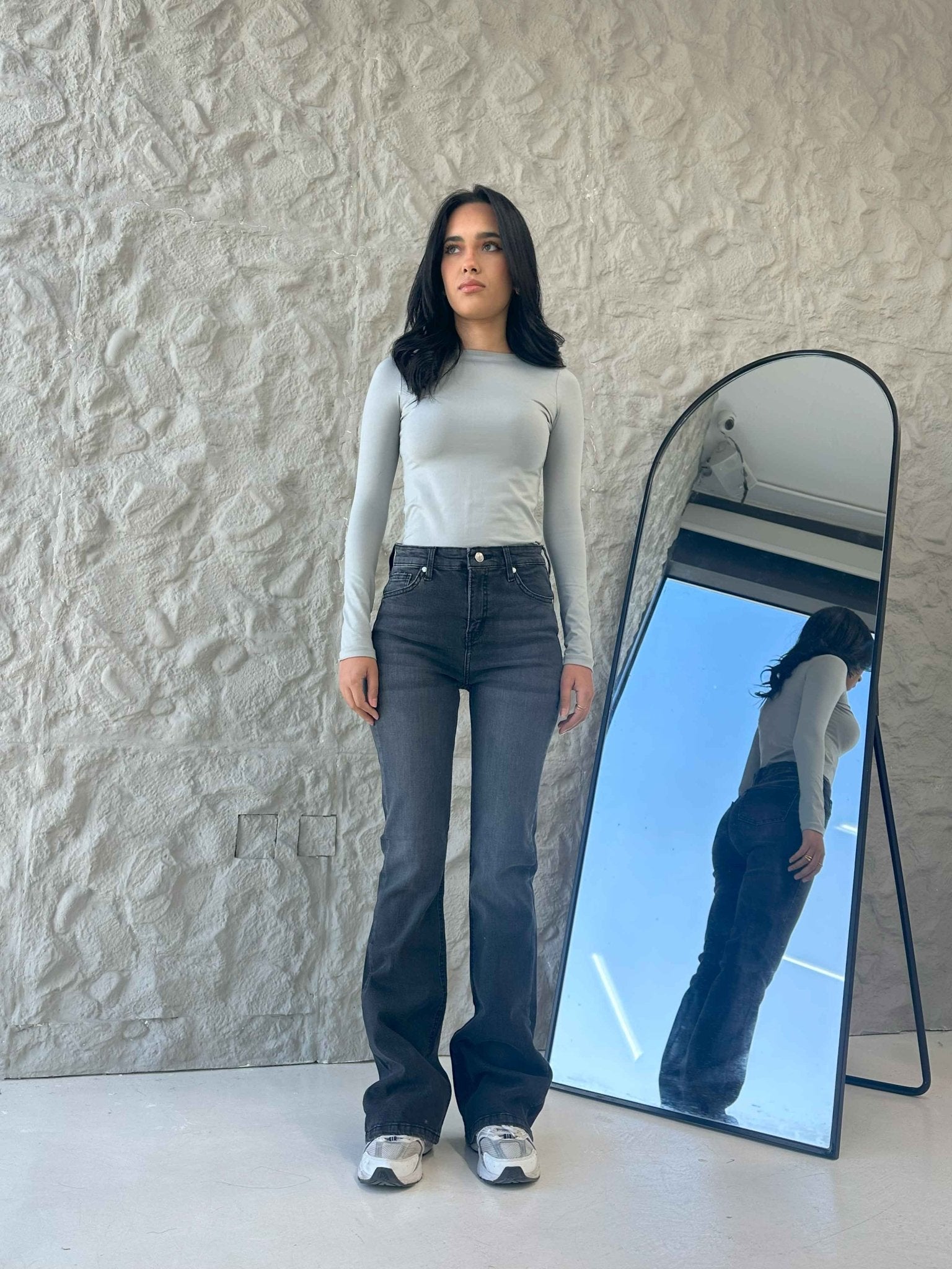 Flared - Faded Grey Wash Jeans. Flare CIZARO - Cizaro Jeans