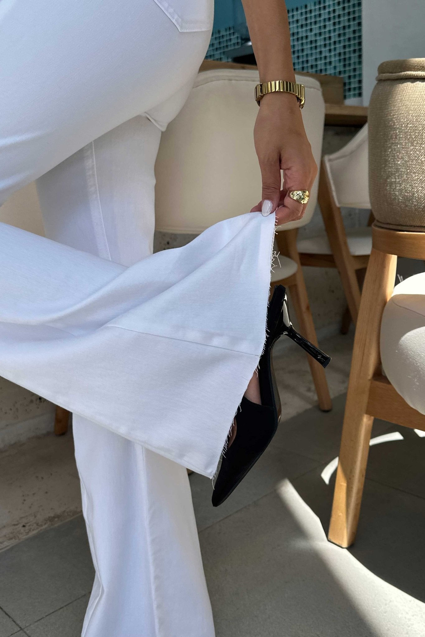 Super Flare - High-Waist White Jeans flare CIZARO - Cizaro Jeans