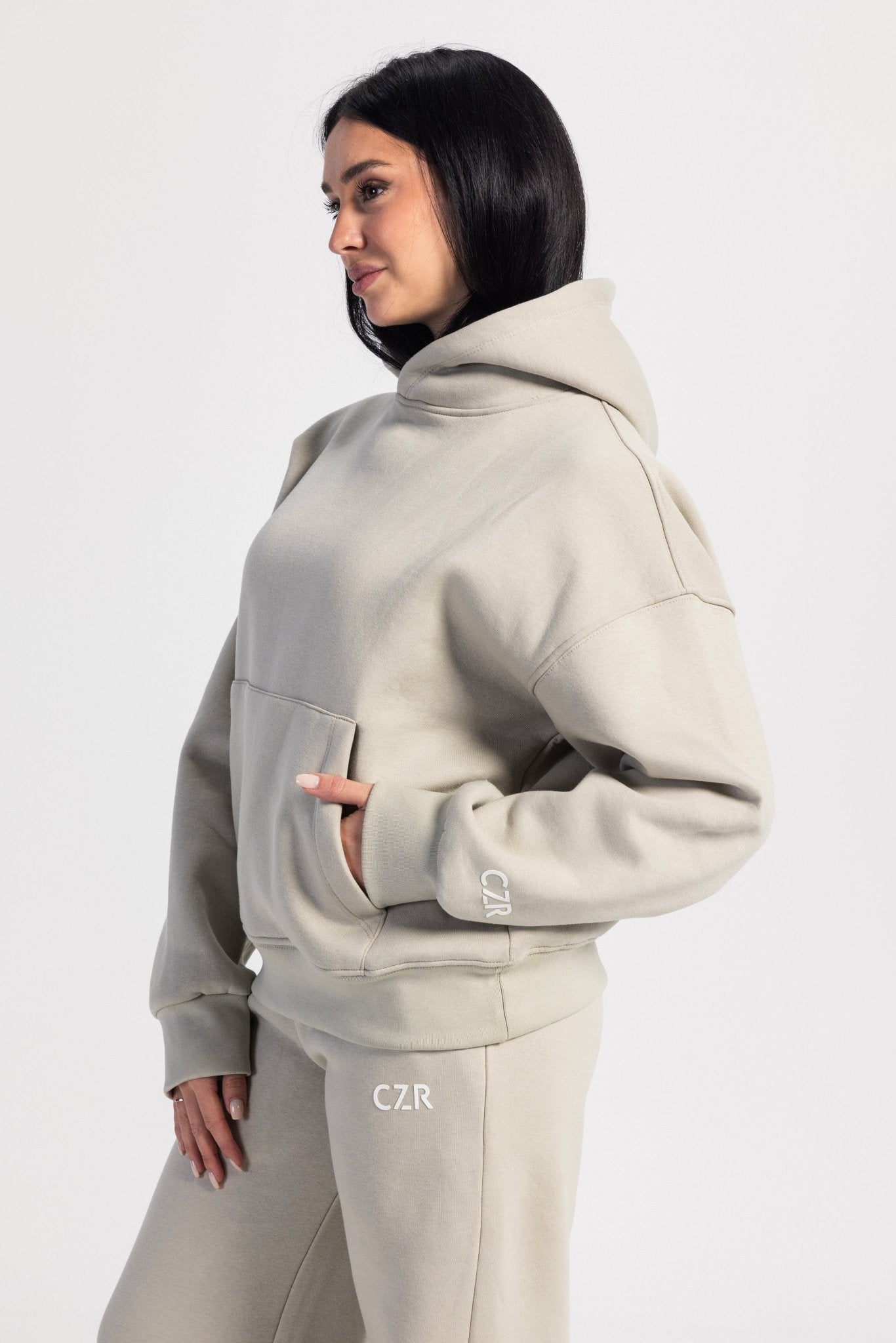 Oversized Hoodie – Beige Hoodie CIZARO - Cizaro Jeans