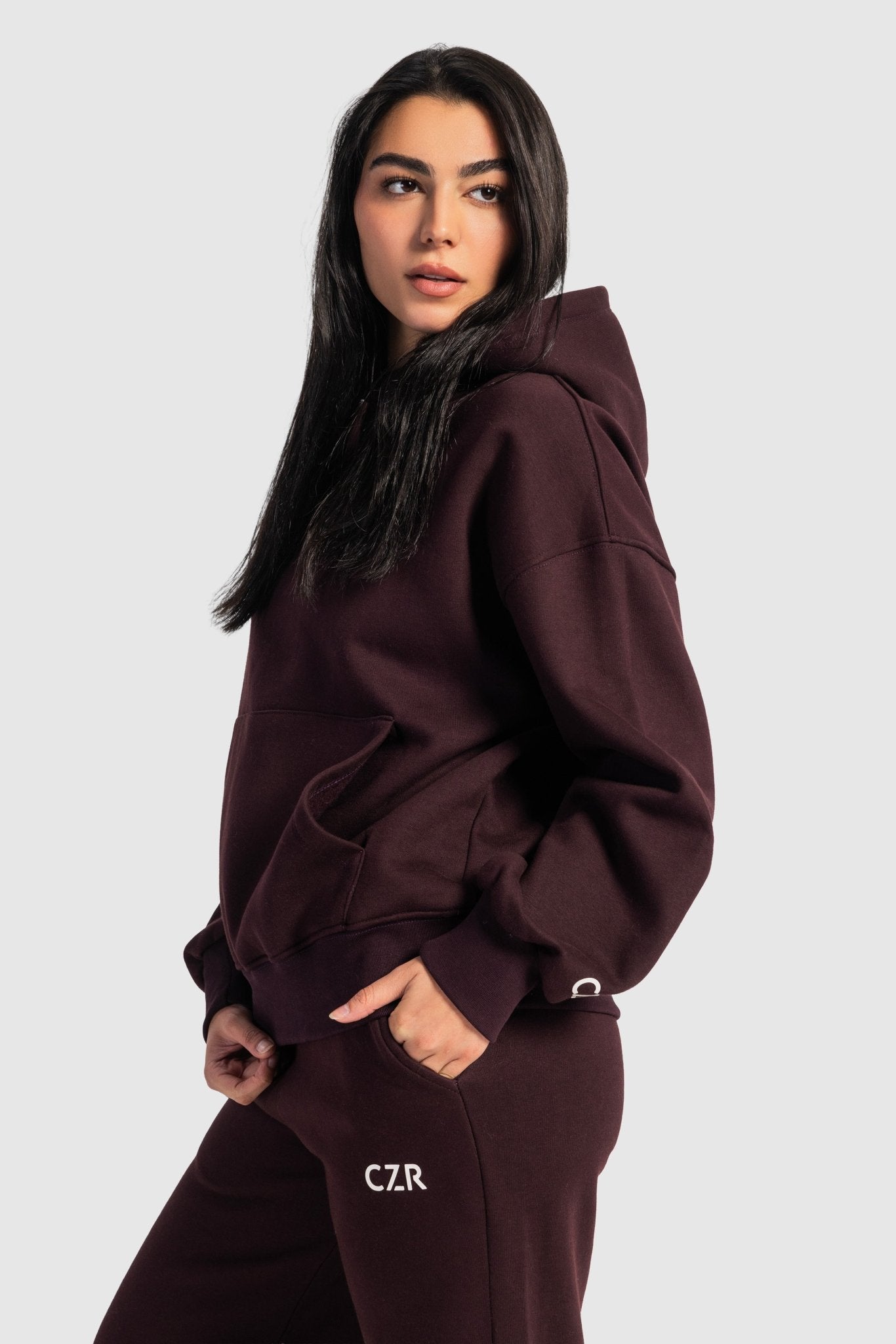 Oversized Hoodie – Burgundy Hoodie CIZARO - Cizaro Jeans