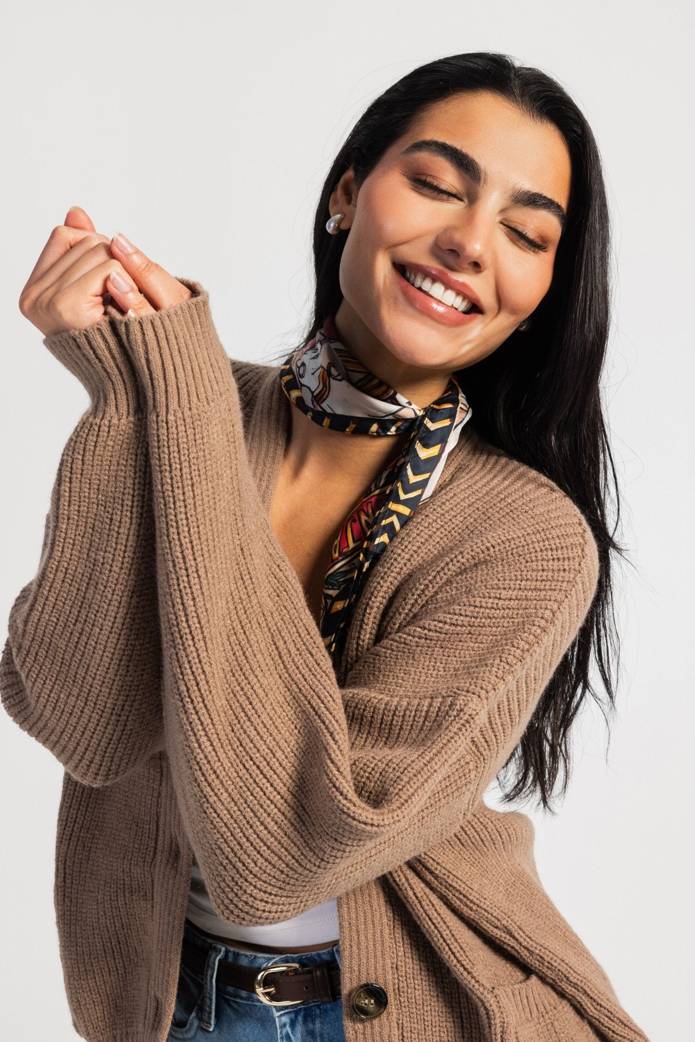 Knit Cardigan – Chunky Relaxed Soft Brown Cardigan CIZARO - Cizaro Jeans