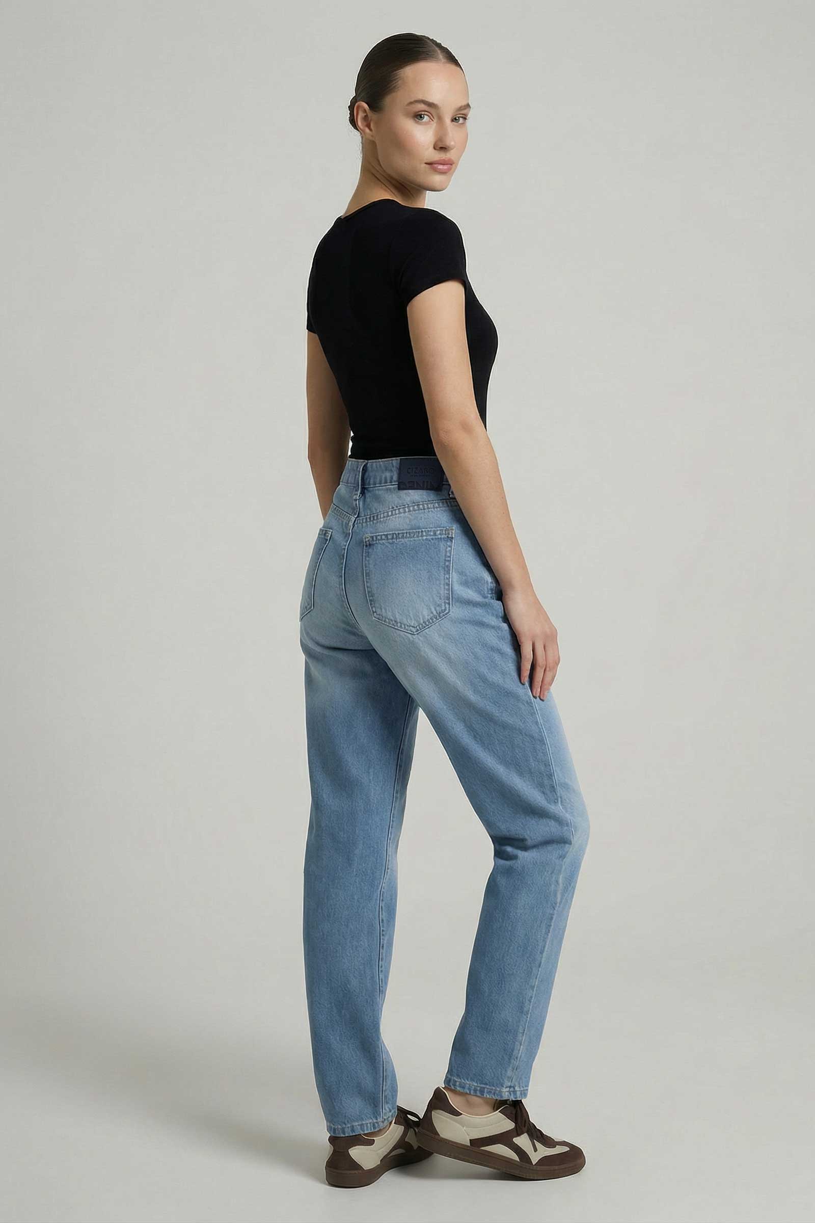 Mom Fit – High-Waist Bright Blue Jeans Mom fit CIZARO - Cizaro Jeans