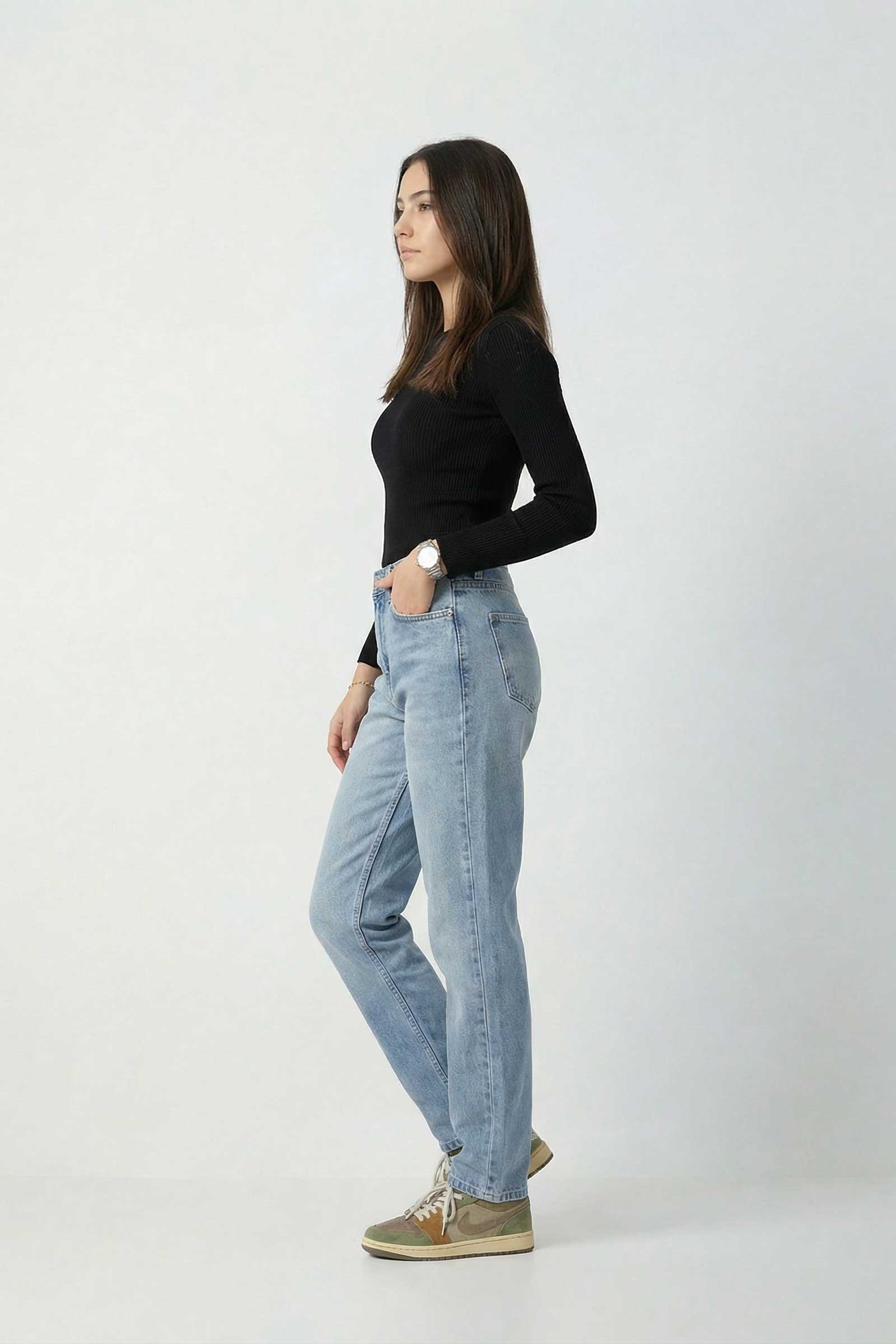 Mom Fit – High-Waist Light Vintage Blue Jeans Mom fit CIZARO - Cizaro Jeans